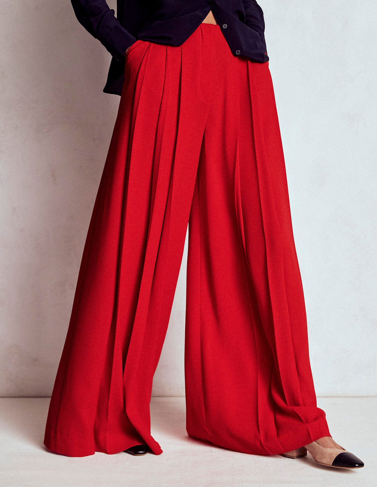 Regent Wide Leg Trousers-Poppy Red-3