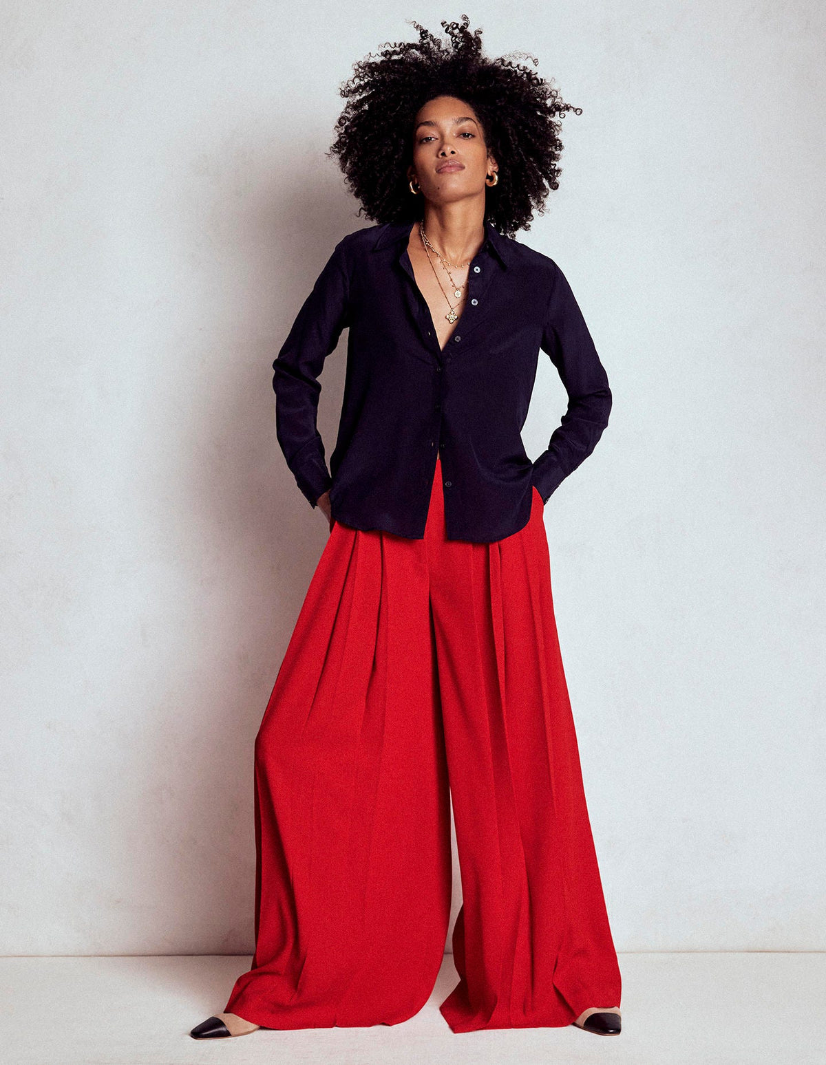Regent Wide Leg Trousers-Poppy Red-8