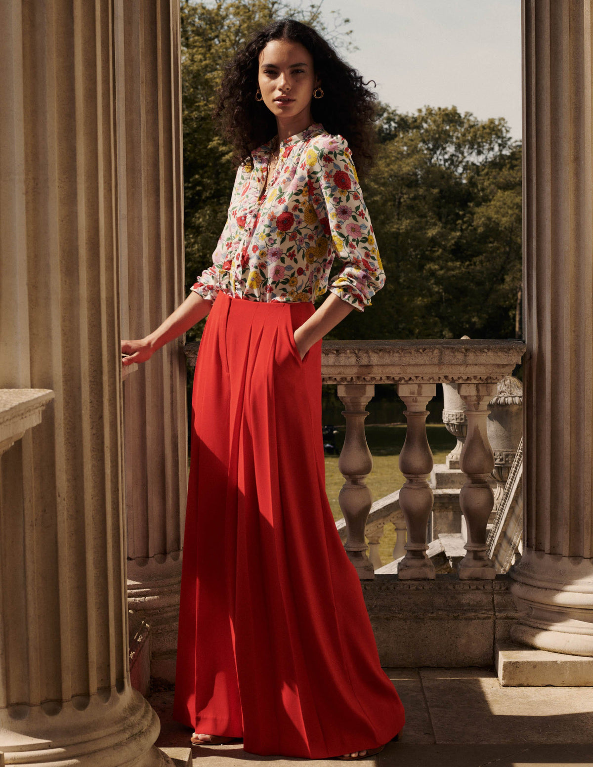 Regent Wide Leg Trousers-Poppy Red - Image 4