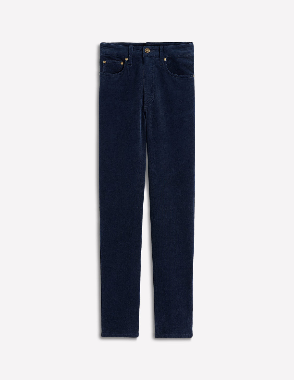 Schmal geschnittene Cord-Jeans mit hohem Bund-Marineblau - Image 6