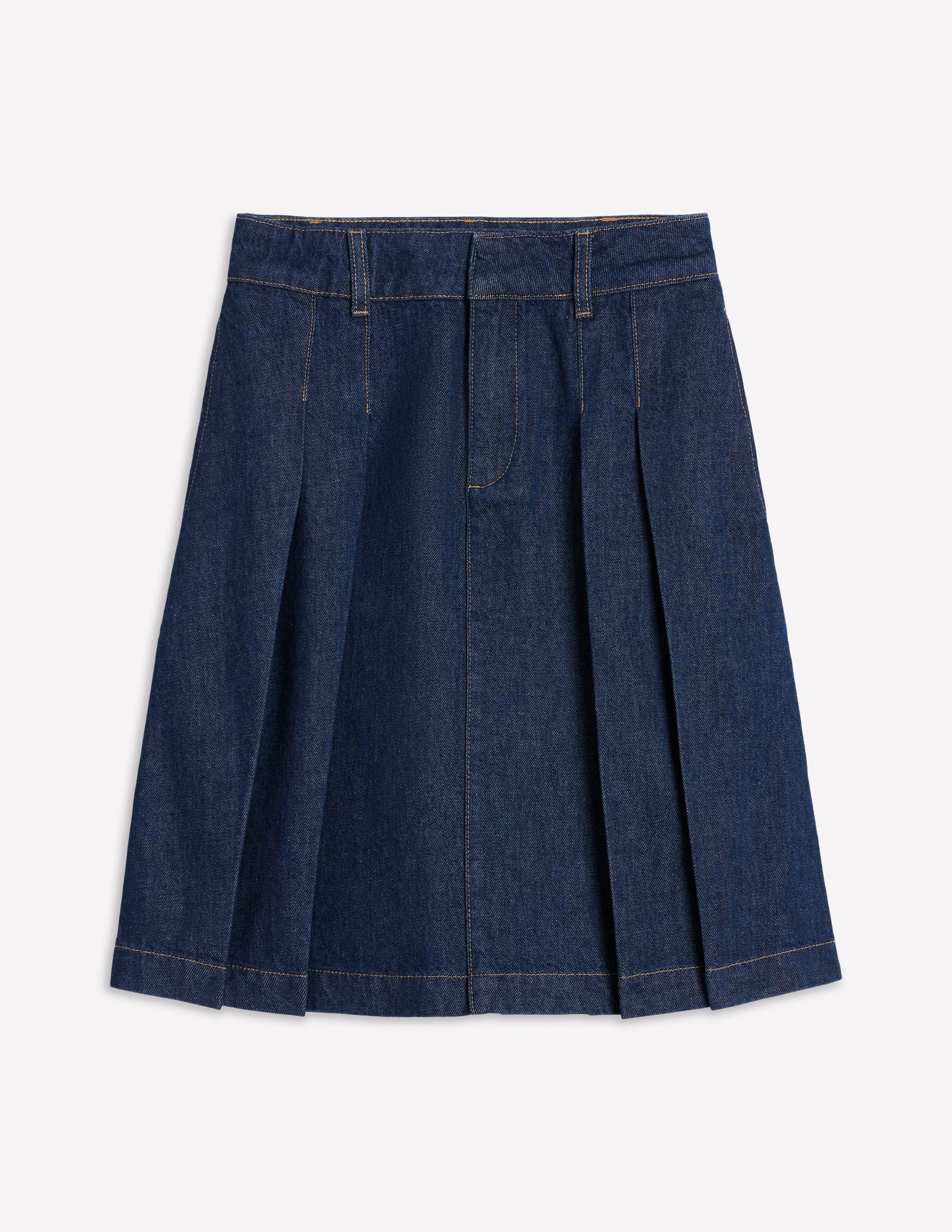 Plissierter Jeansrock-Indigo-5