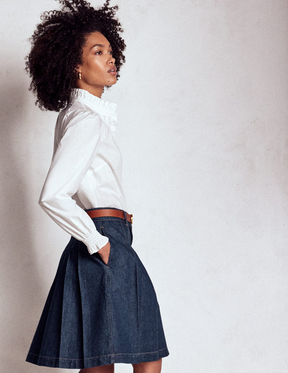 Plissierter Jeansrock-Indigo - Image 1
