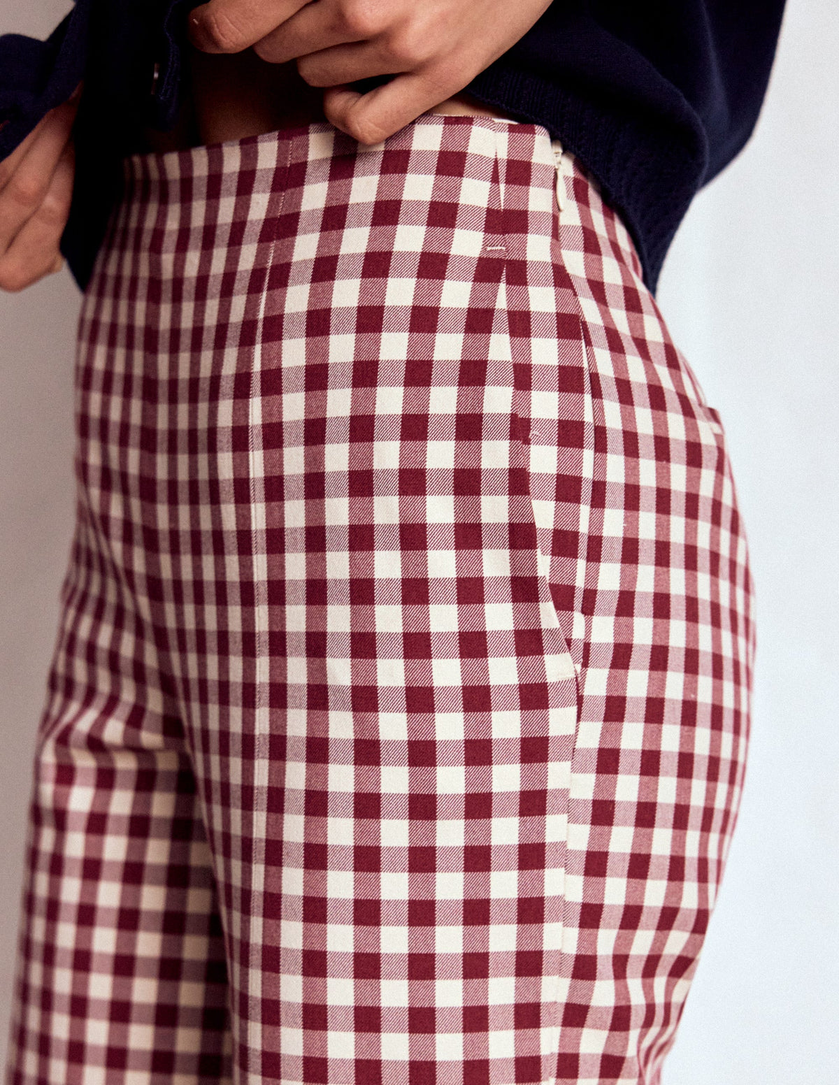 Elegante 7/8-Hose-Kastanie Vichykaro-2
