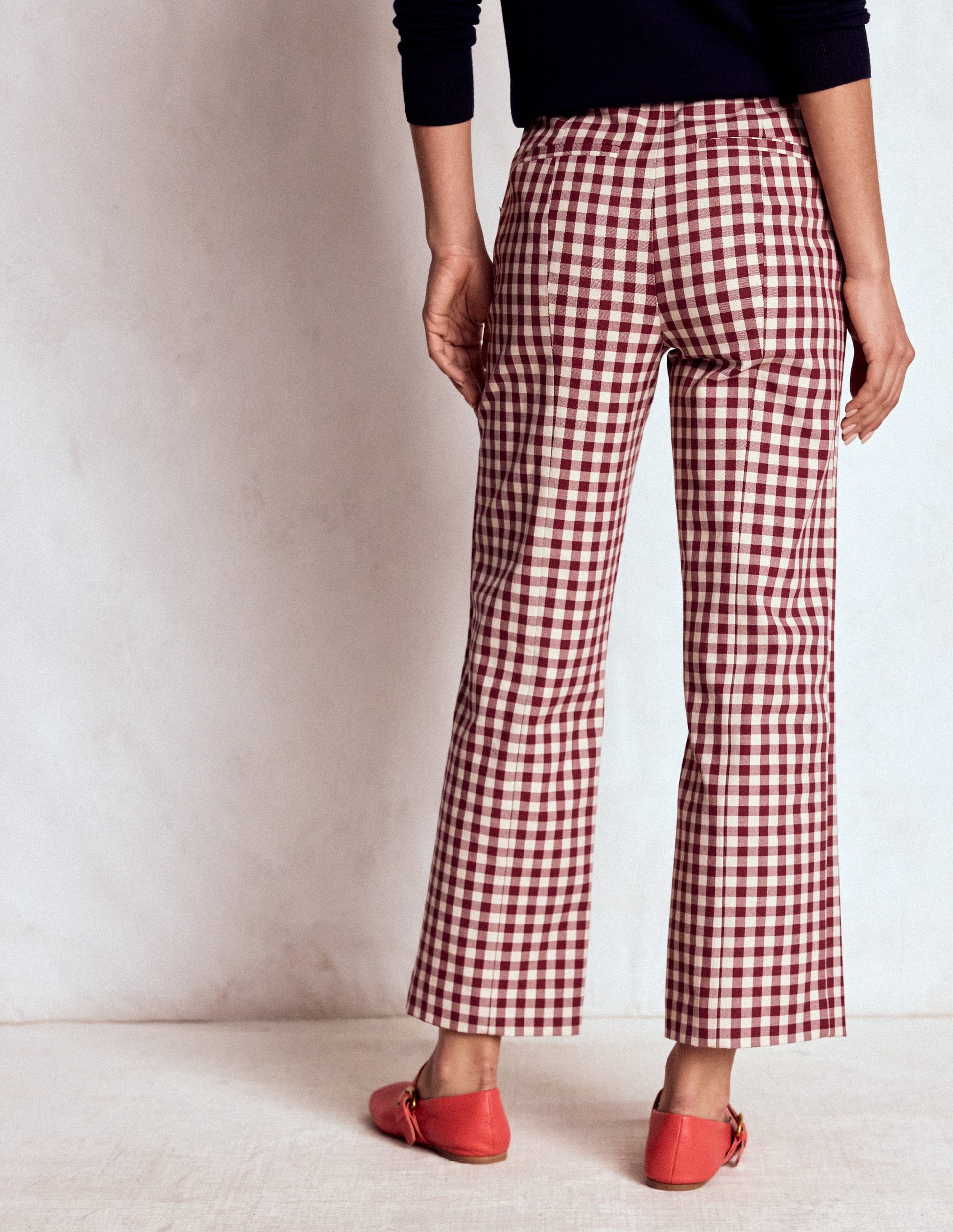 Elegante 7/8-Hose-Kastanie Vichykaro-3