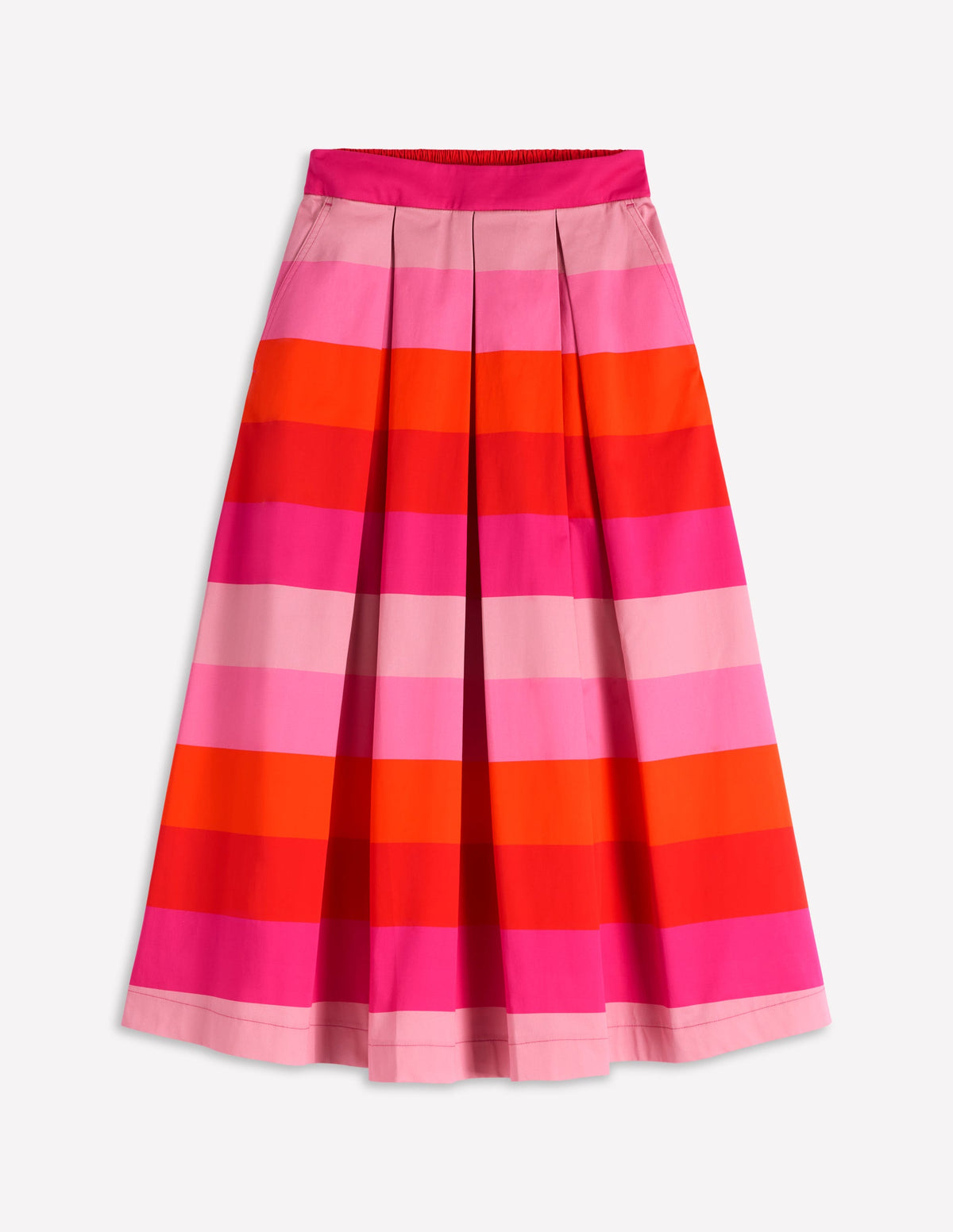 Verity  Cotton Sateen Skirt-Pink Tonal Multistripe-7