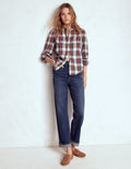Jeans mit mittelhohem Bund und geradem Bein-Dunkles Vintageblau