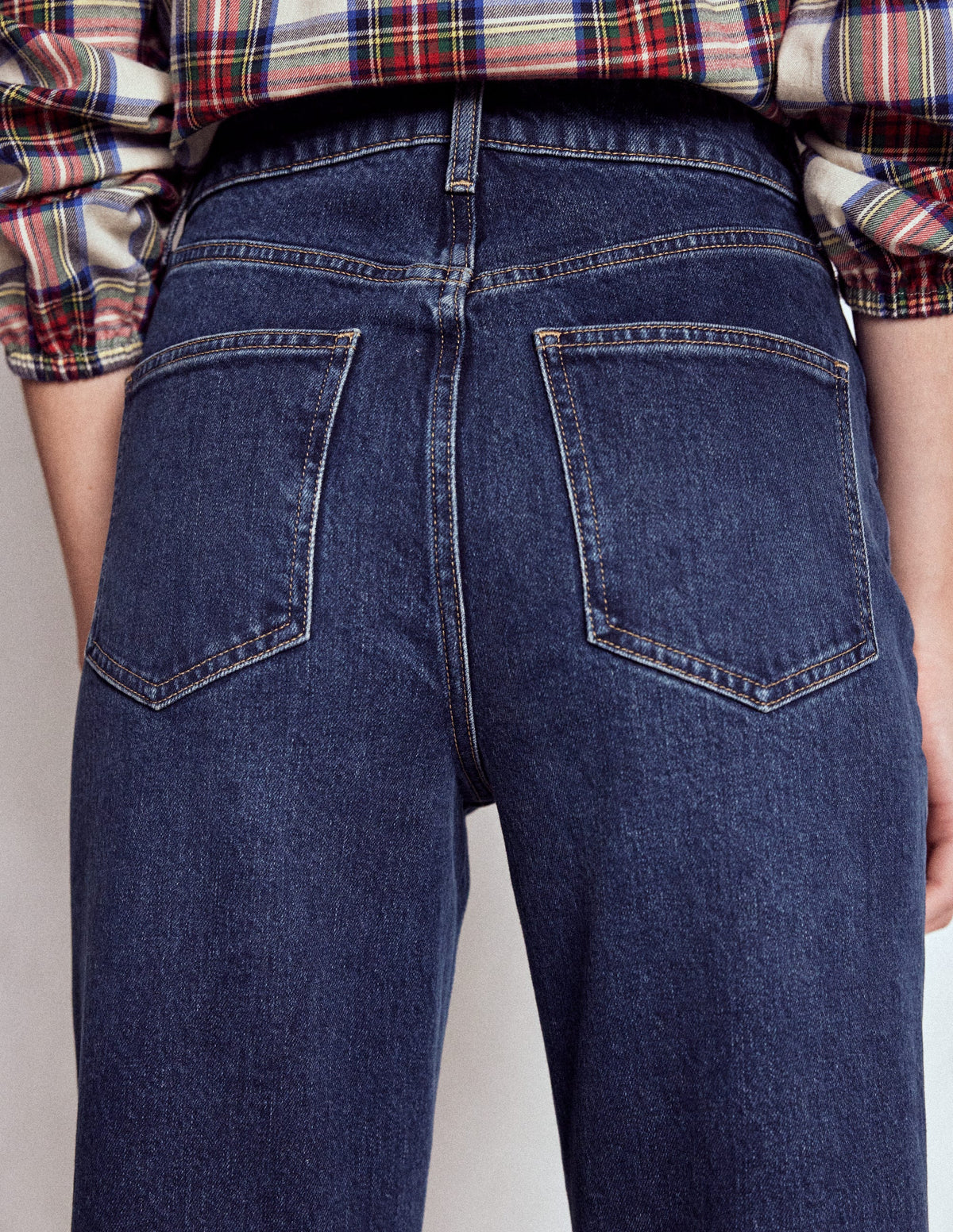 Jeans mit mittelhohem Bund und geradem Bein-Dunkles Vintageblau-2