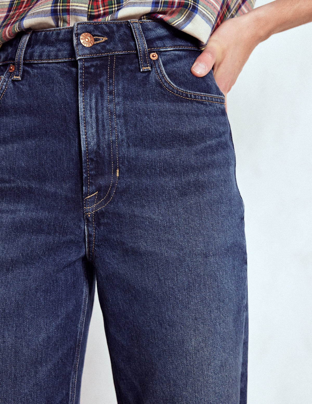 Jeans mit mittelhohem Bund und geradem Bein-Dunkles Vintageblau - Image 5