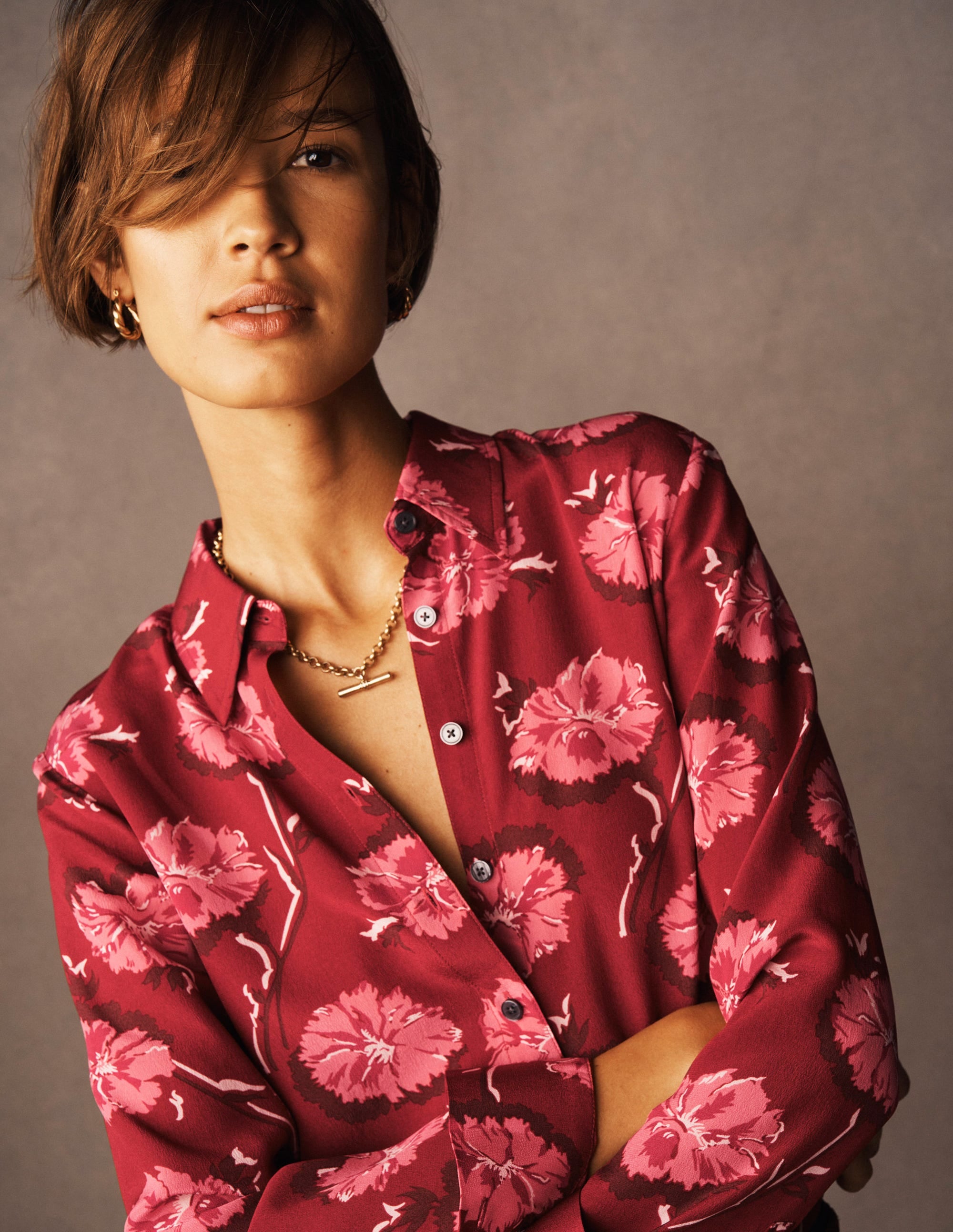 Sienna Silk Shirt-Red, Delicate Carnation - Image 5