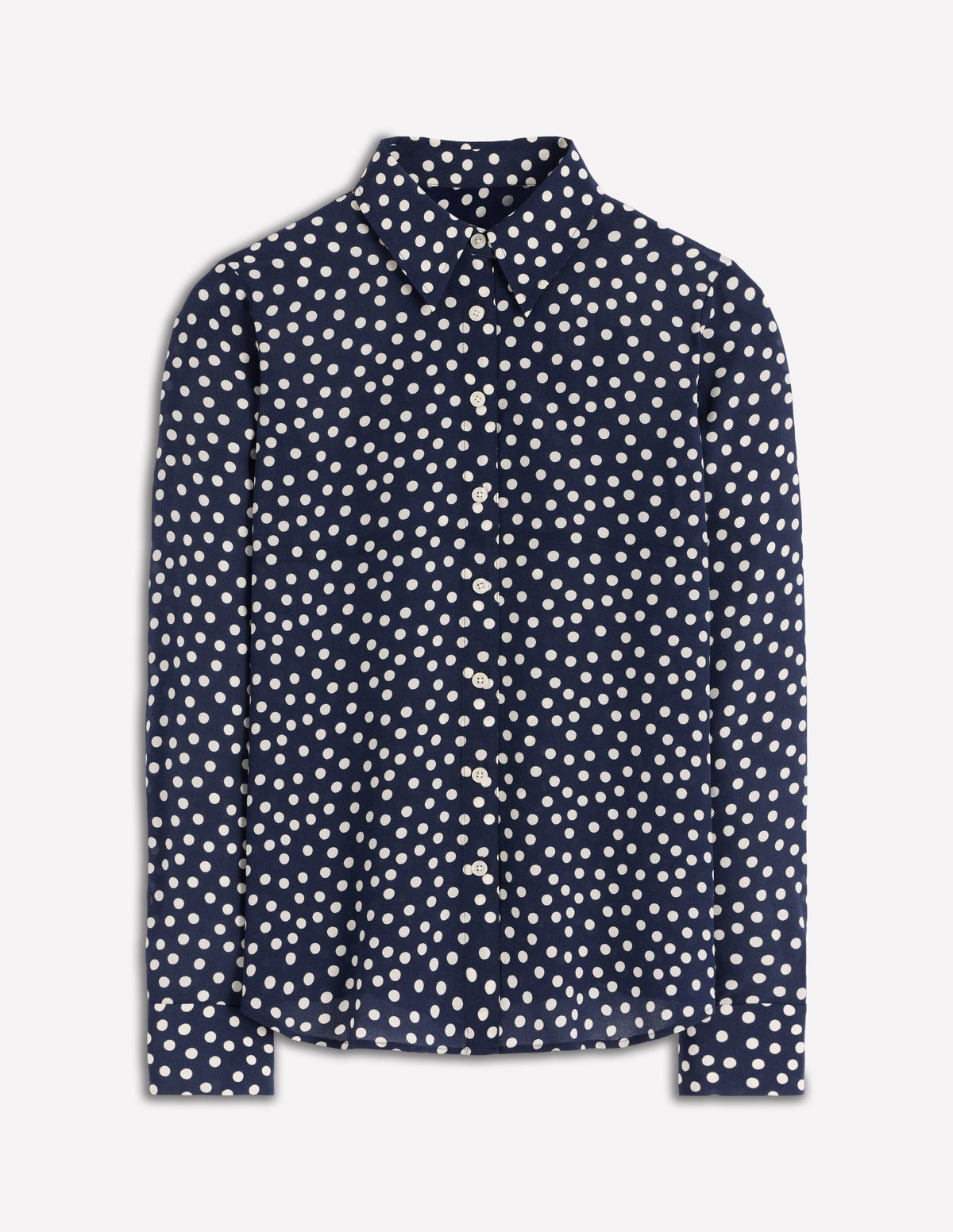 Sienna Seidenhemd-Französisches Marineblau, Gemalte Tupfen-6