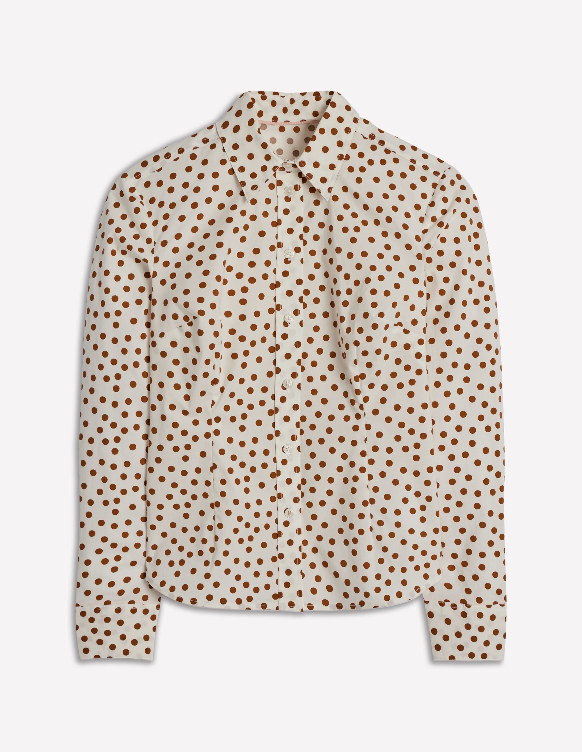 Saskia Stretch-Baumwollhemd-Cognac, Gemalte Tupfen - Image 5