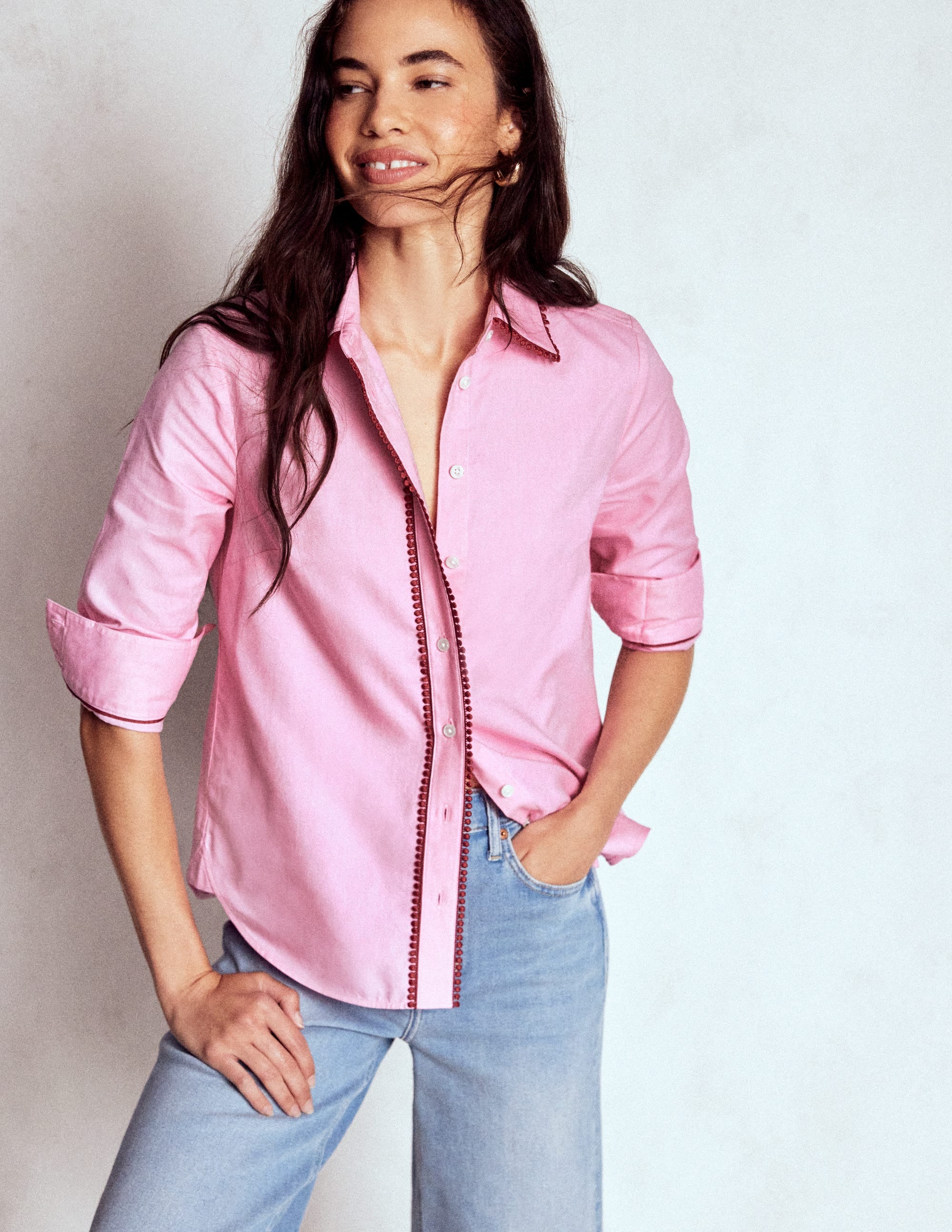 Sienna Baumwollhemd-Rosa, Bommelbesatz - Image 4