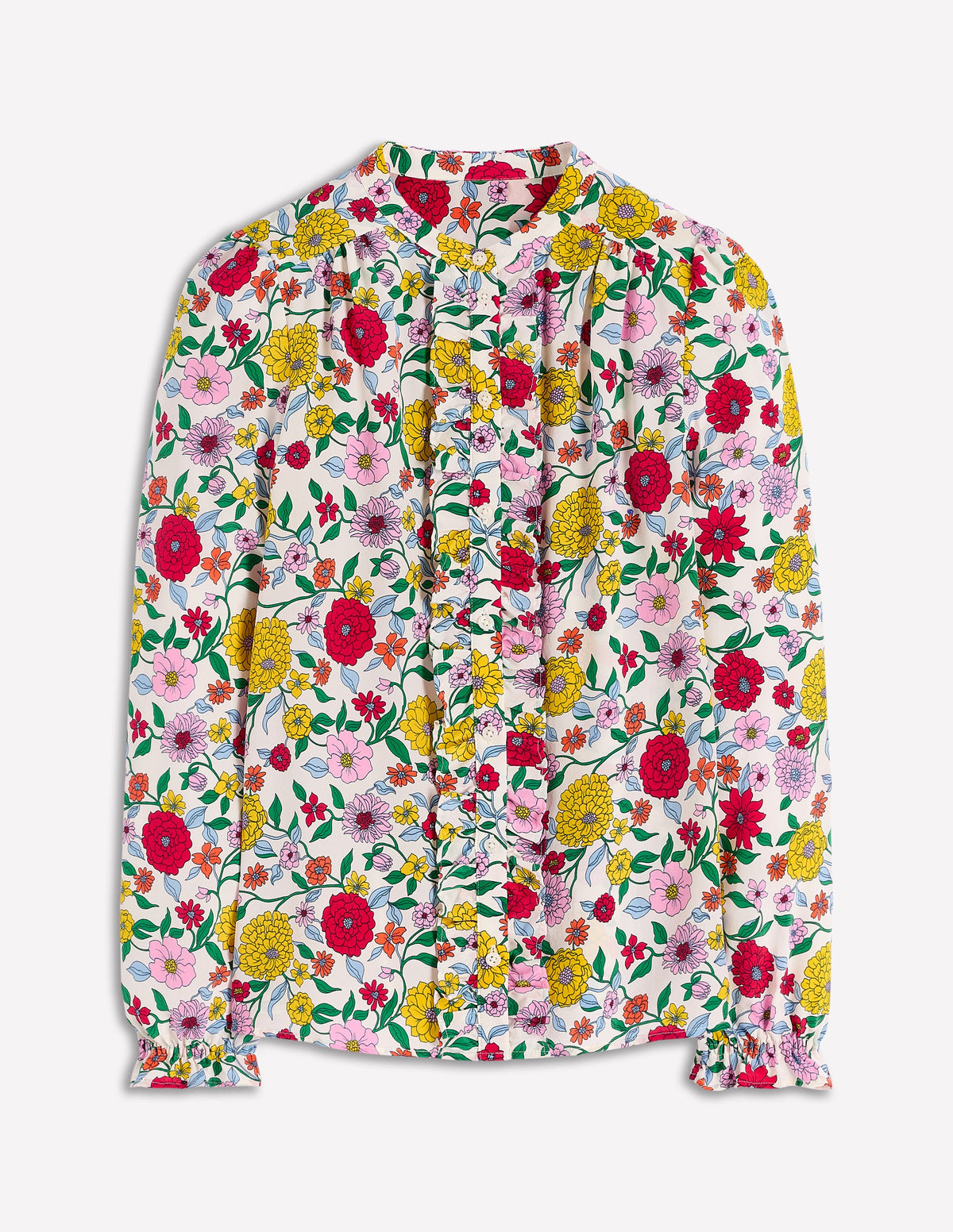 Alice Frill Front Silk Top-Multi, Dahlia Trail - Image 8