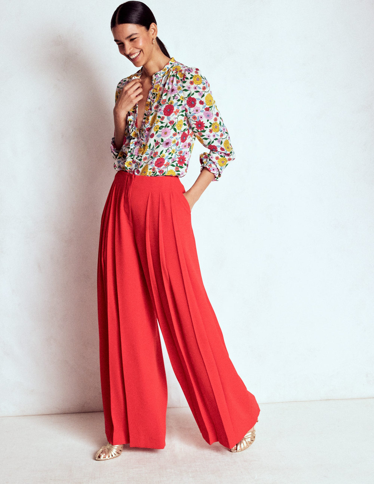 Alice Frill Front Silk Top-Multi, Dahlia Trail - Image 4
