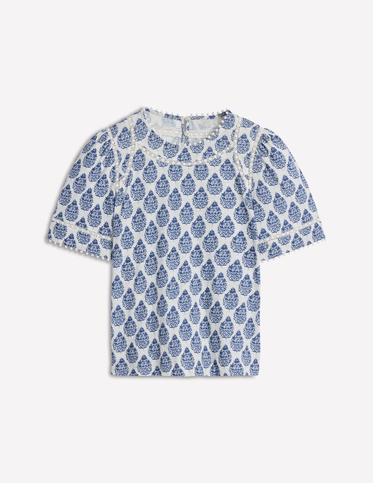 Mila Oberteil mit Spitzenbesatz-Denimblau, Wildblumenstrauß-6