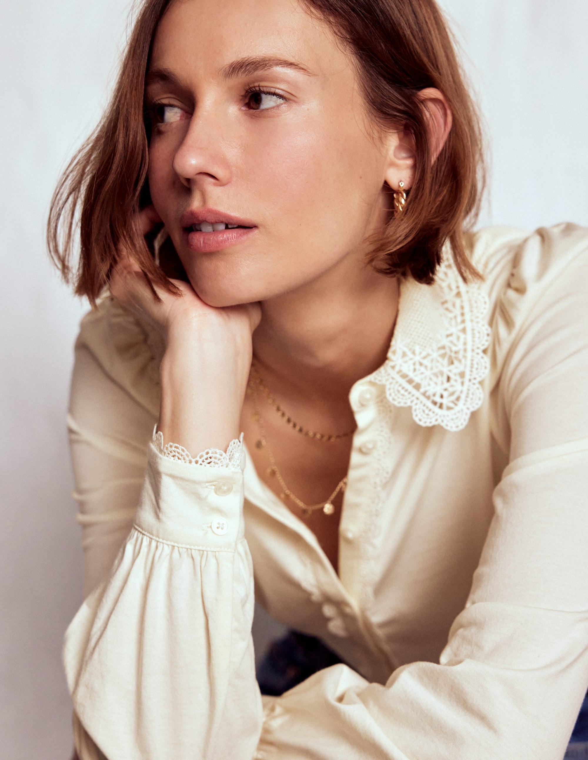 Lace Collar Blouse-Ivory - Image 2