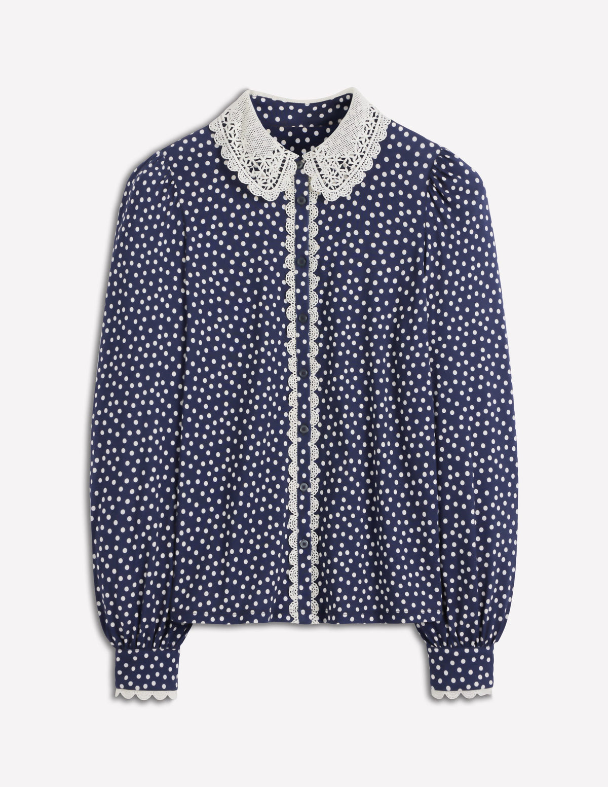 Bluse mit Spitzenkragen-Marineblau-6