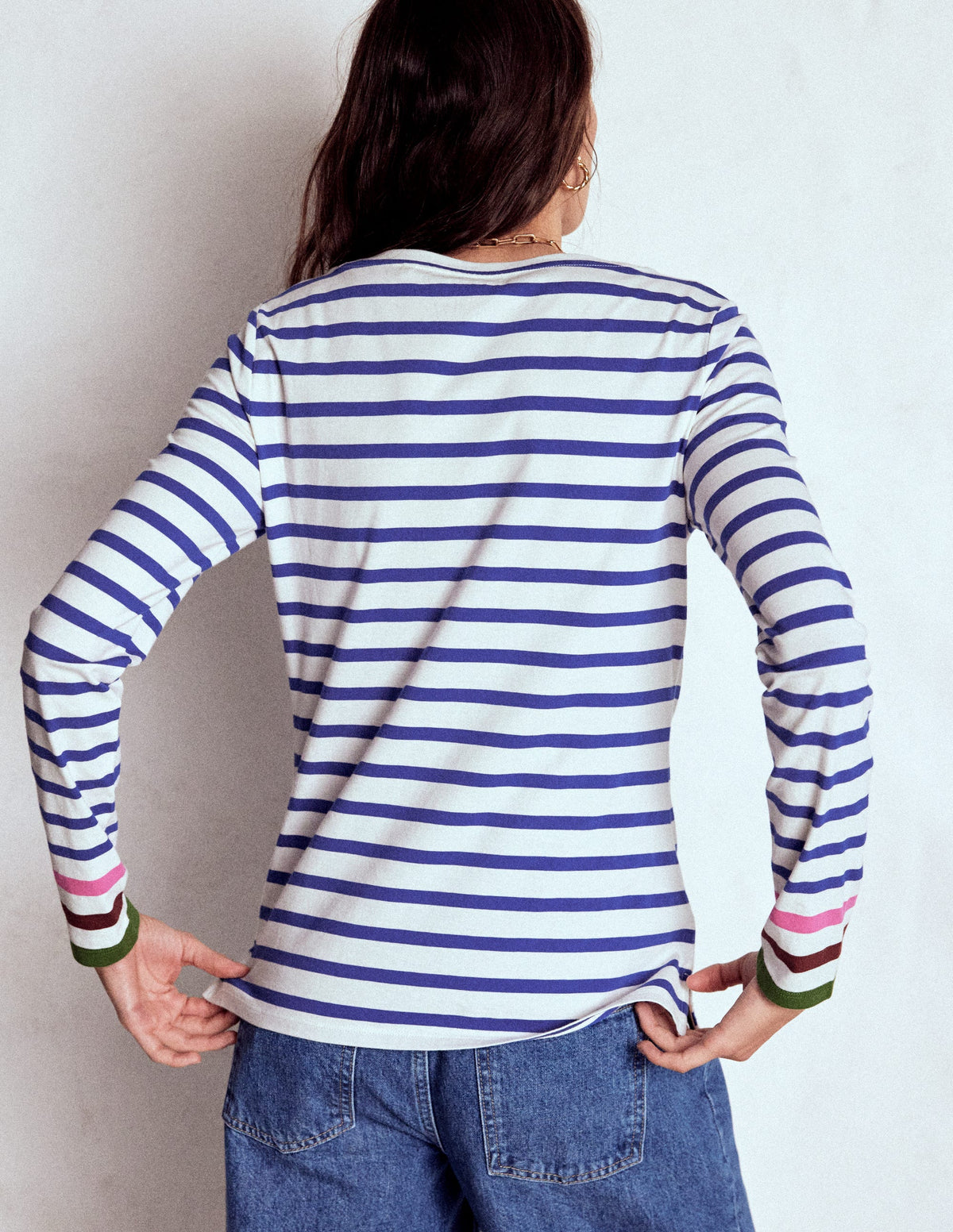 Olivia Long Sleeve Breton-Kingfisher Blue, Multi Cuff - Image 3