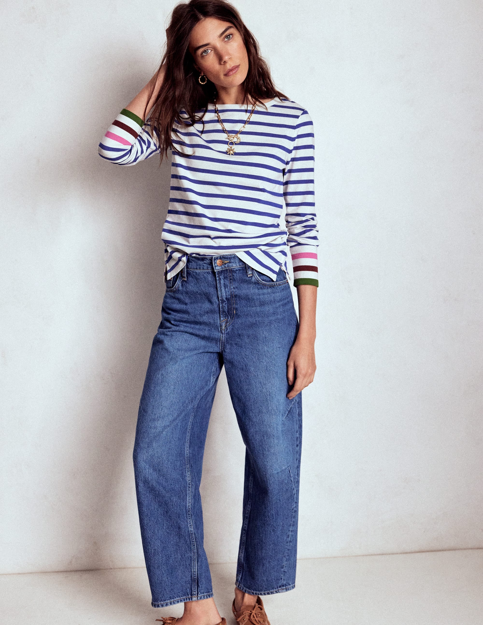 Olivia Long Sleeve Breton-Kingfisher Blue, Multi Cuff - Image 4