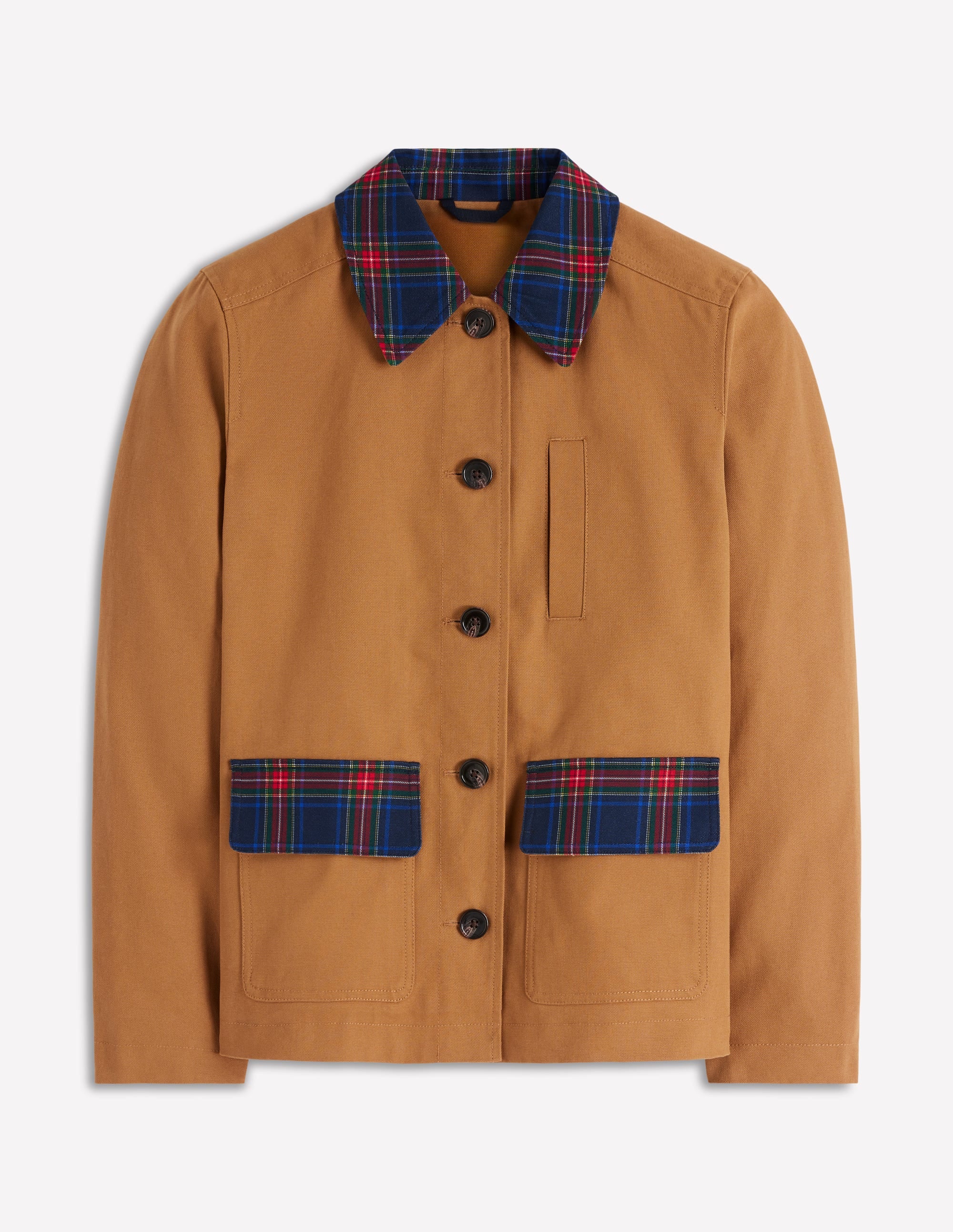 Canvas Barn Jacket-Hazelnut Brown, Check - Image 5