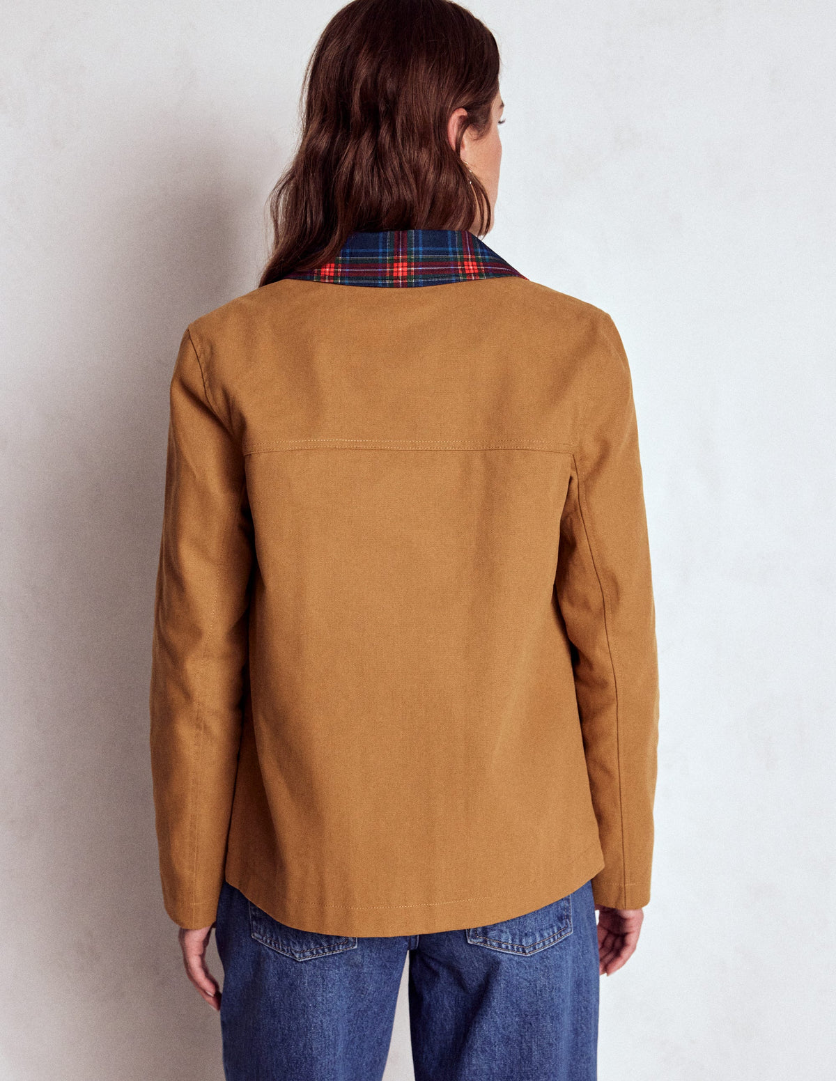 Canvas Barn Jacket-Hazelnut Brown, Check - Image 3