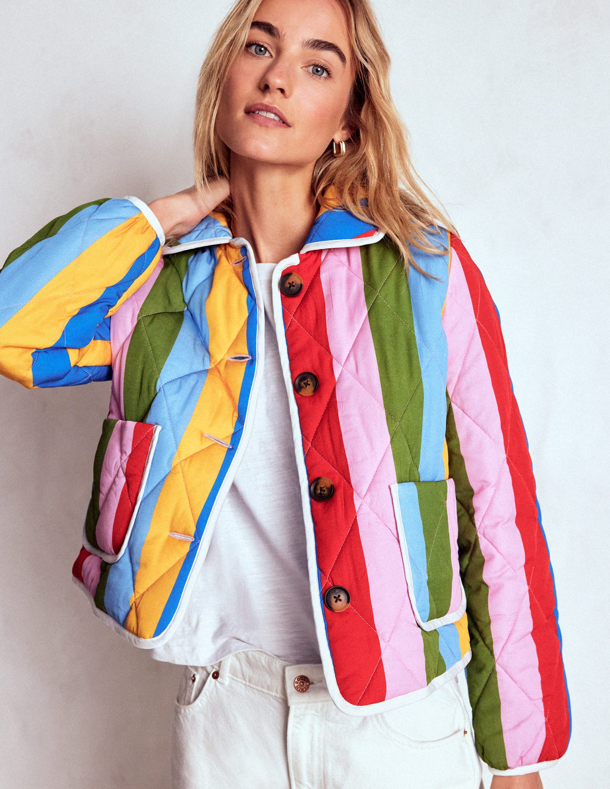 Fitzrovia Steppjacke-Regenbogen Streifen - Image 4