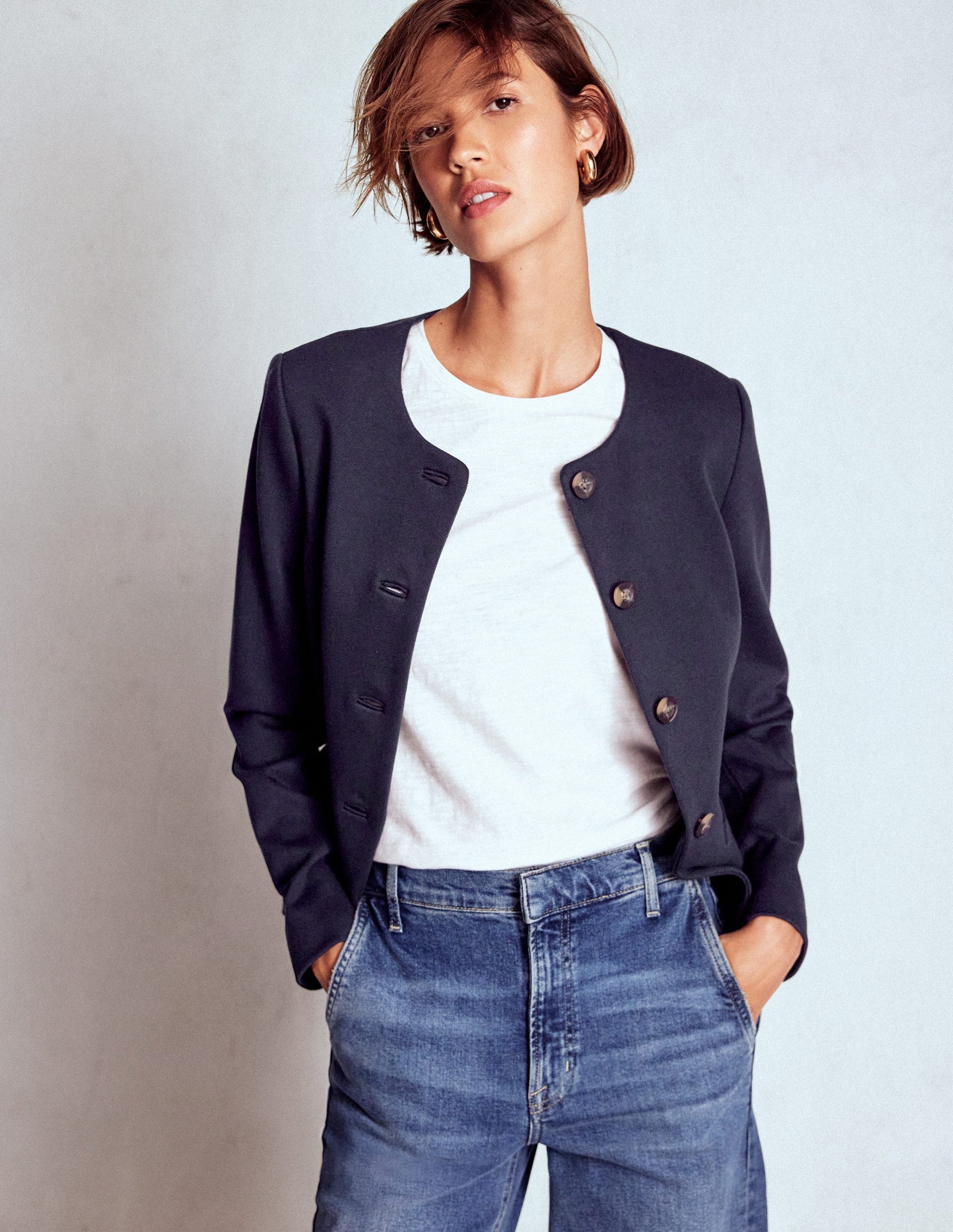 Hampstead Blazer aus Ponte-Twill-Marineblau-4