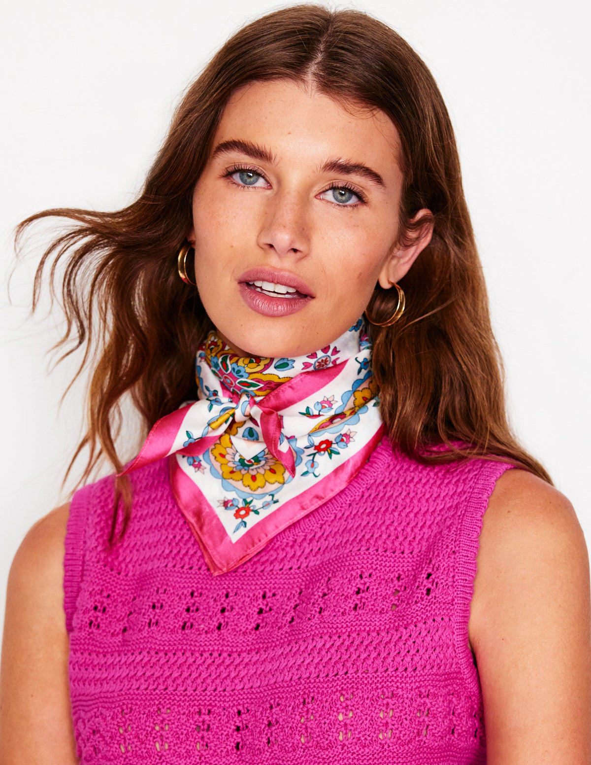 Elisabeth Silk Square Scarf-Multi, Botanical Paisley - Image 2