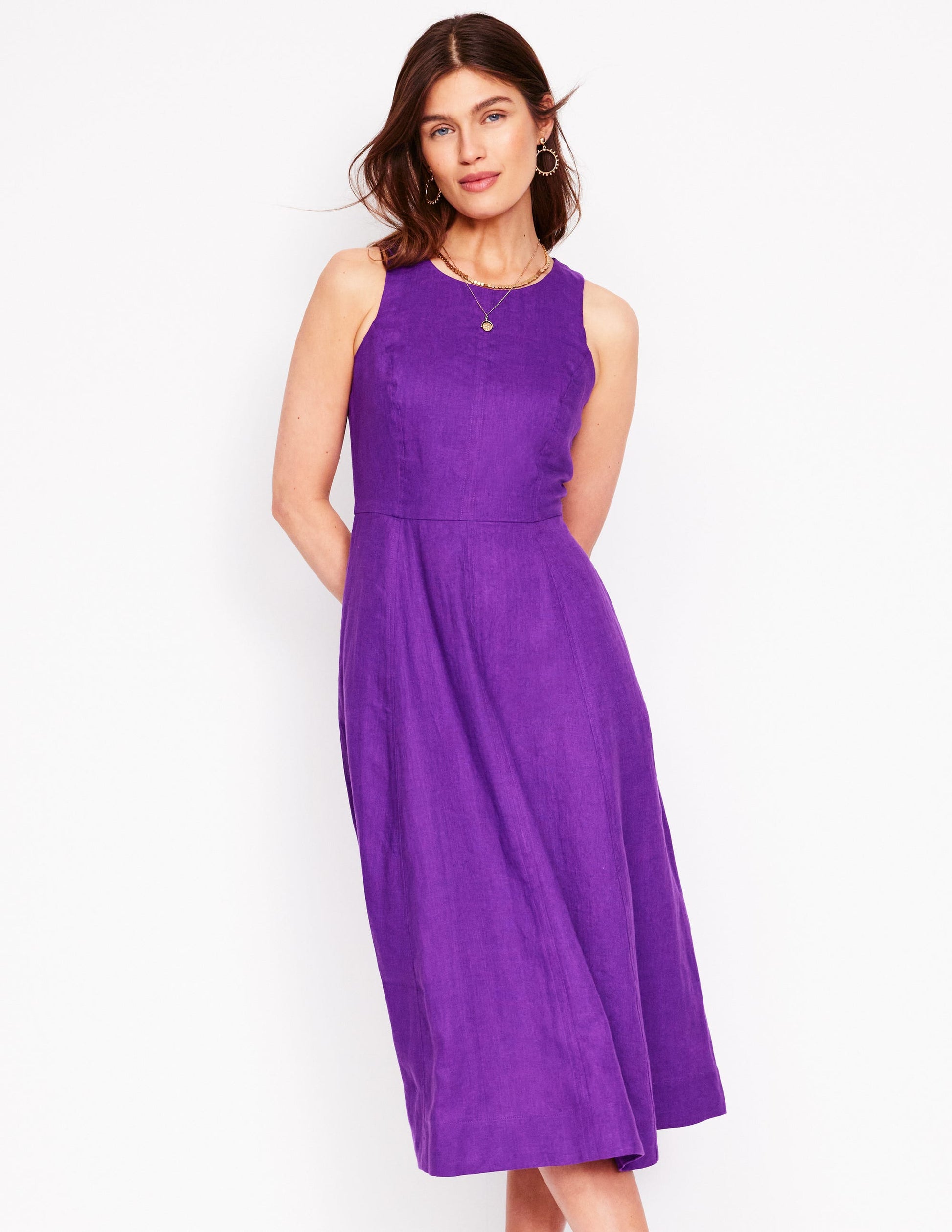 Carla Leinen-Midikleid-Königsviolett-5