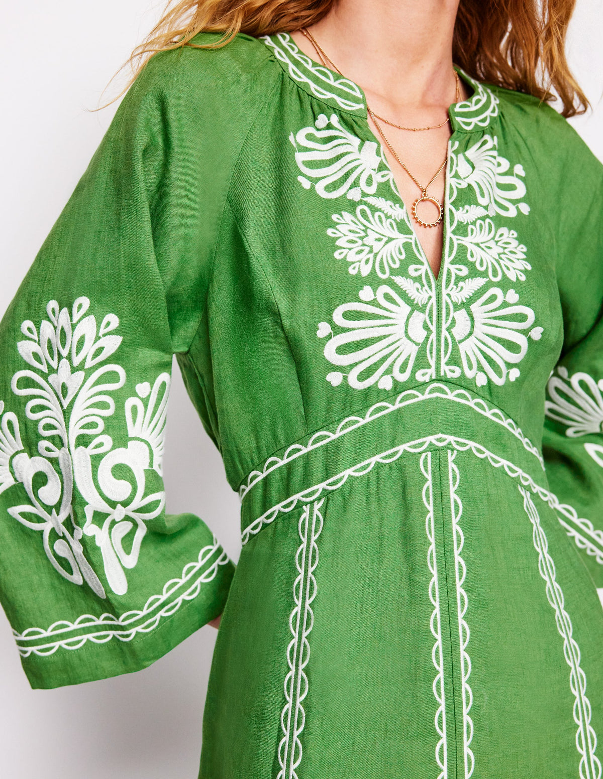 Robe midi Una en lin-Vert paradis - Image 4