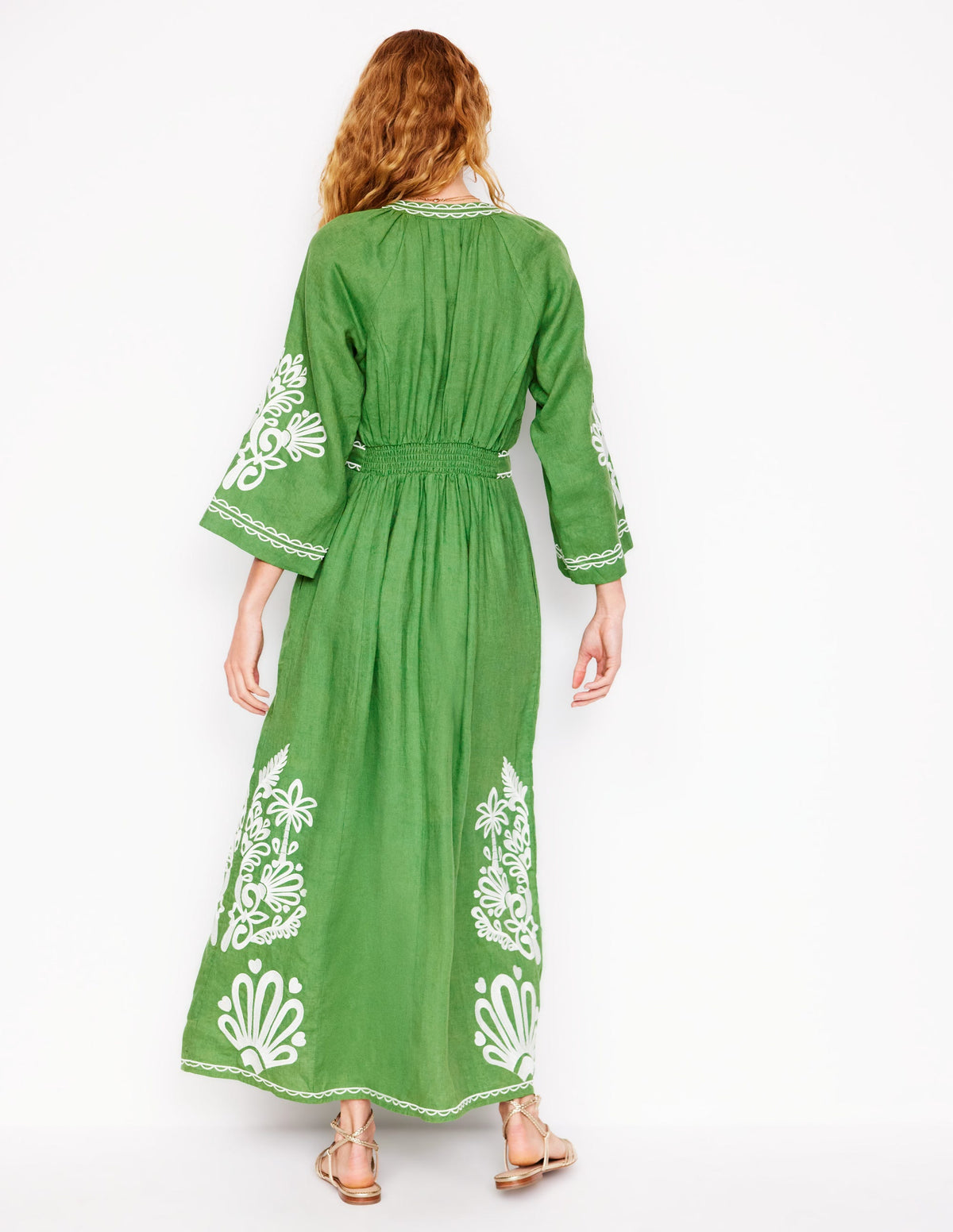 Robe midi Una en lin-Vert paradis - Image 5