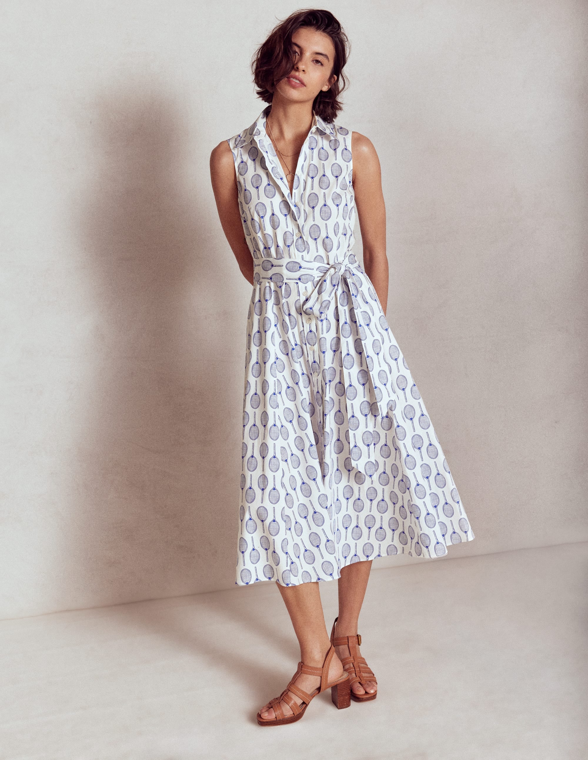 Amy Ärmelloses Hemdblusenkleid-Naturweiß, Tennis - Image 1