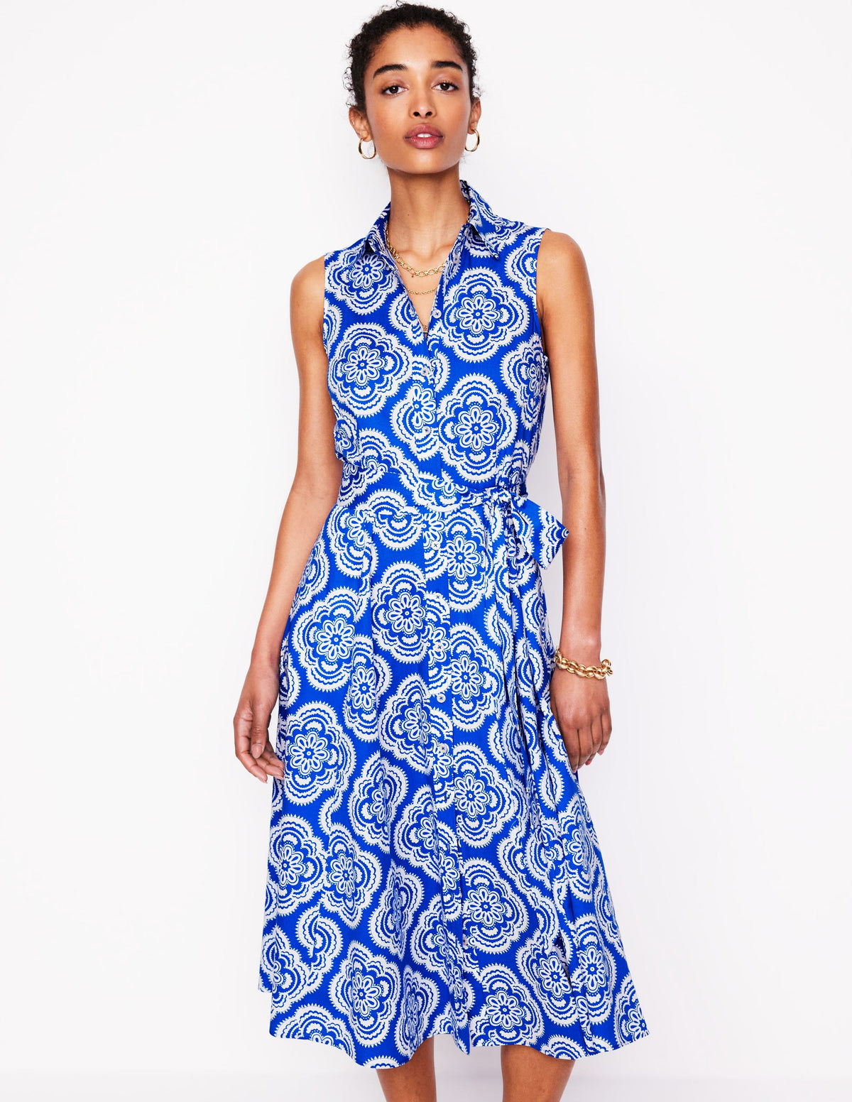 Amy Ärmelloses Hemdblusenkleid-Galerie-Blau, Botanic Blush-Motiv - Image 4