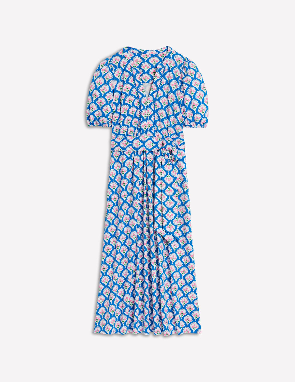Sofia Jersey-Midikleid mit Besatz-Leuchtendes Blau, Blütenterrasse-5