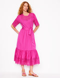Robe longue Isabel à broderie anglaise-Magenta