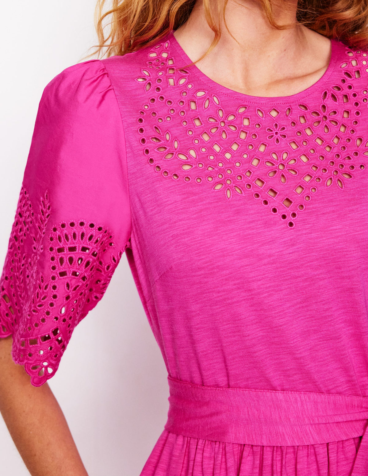 Robe longue Isabel à broderie anglaise-Magenta - Image 2