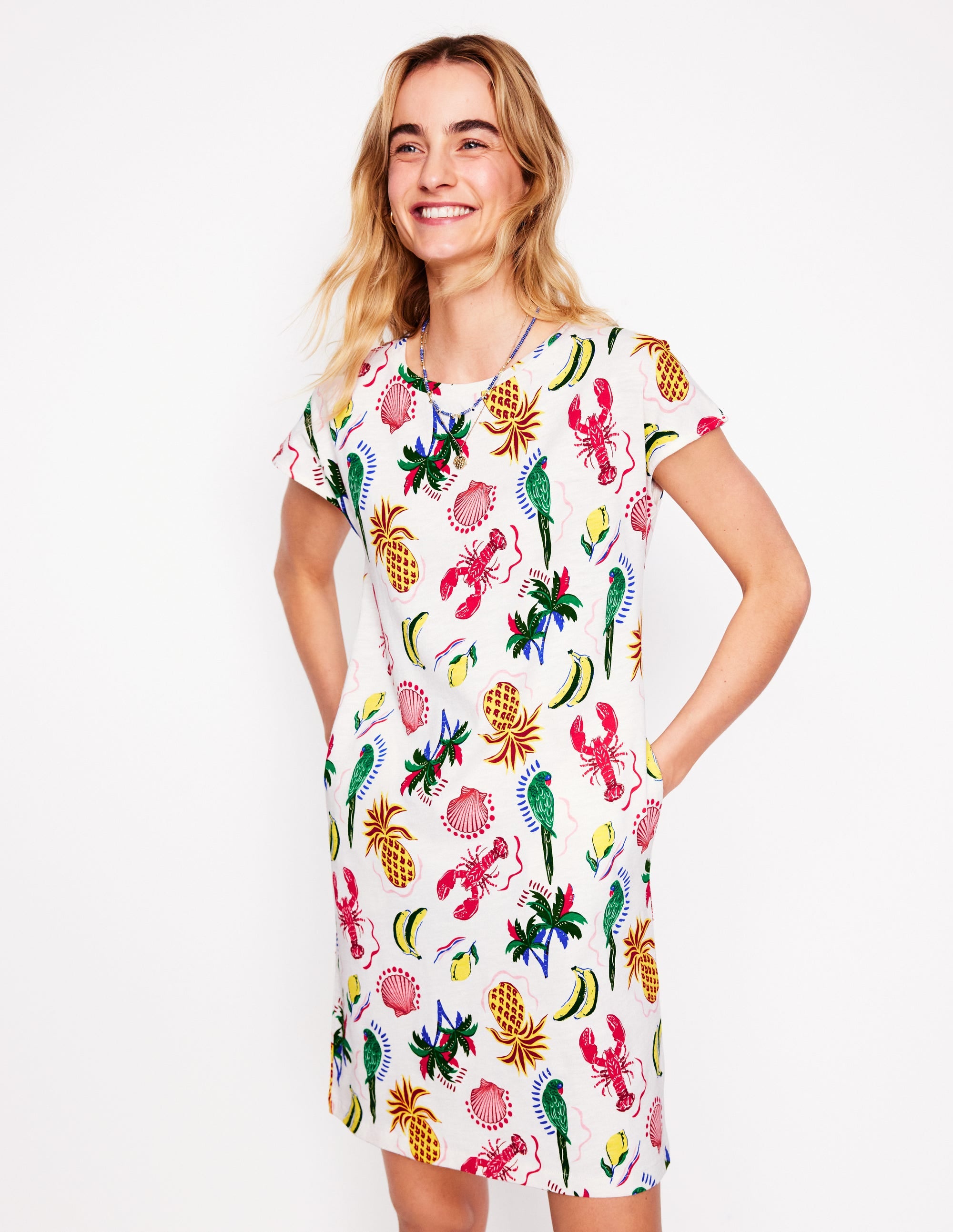 Leah T-Shirt-Kleid aus Jersey-Tropische Bonanza-Rebe - Image 1
