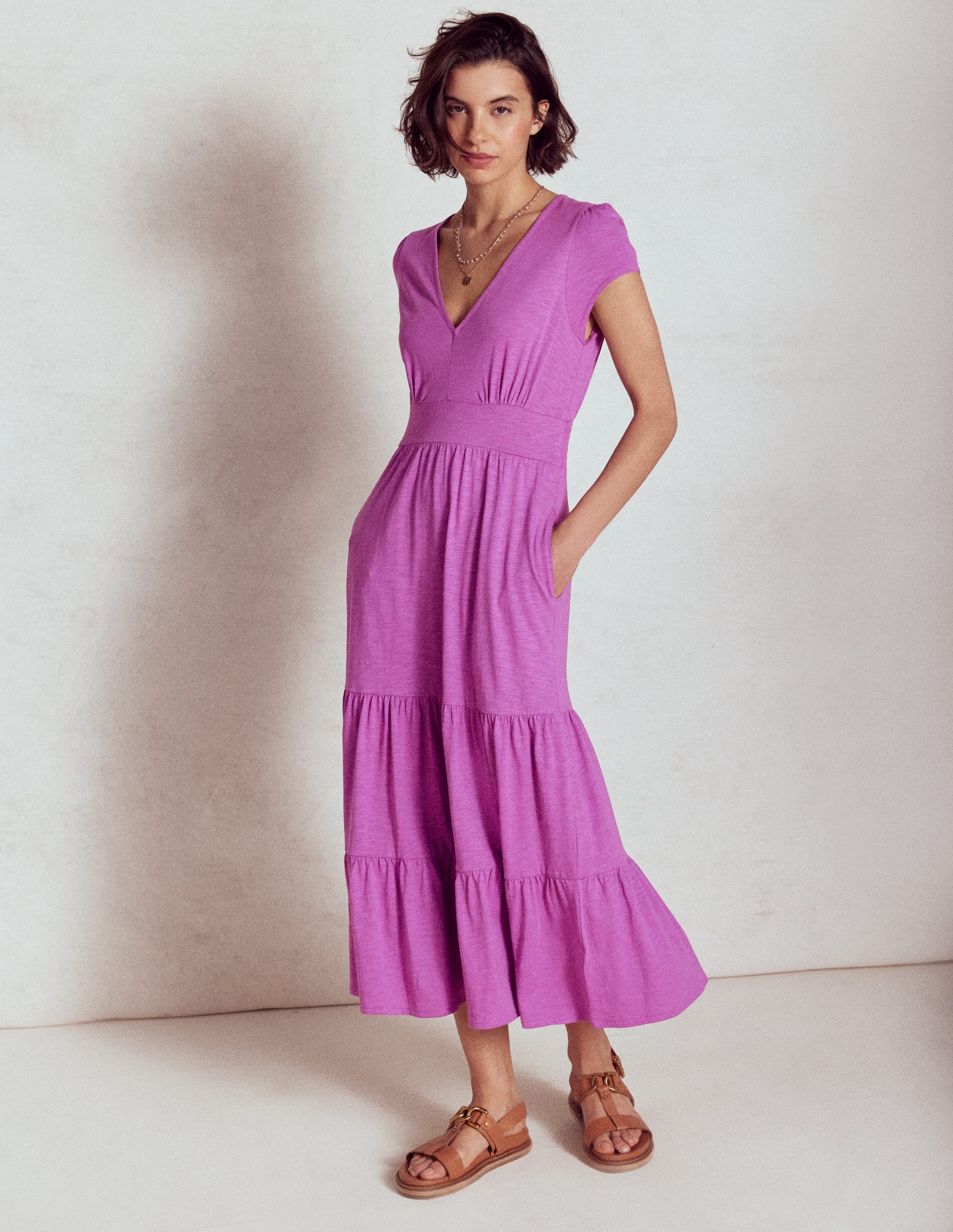 Eloise Gestuftes Jerseykleid-Fingerhut-Lila - Image 6