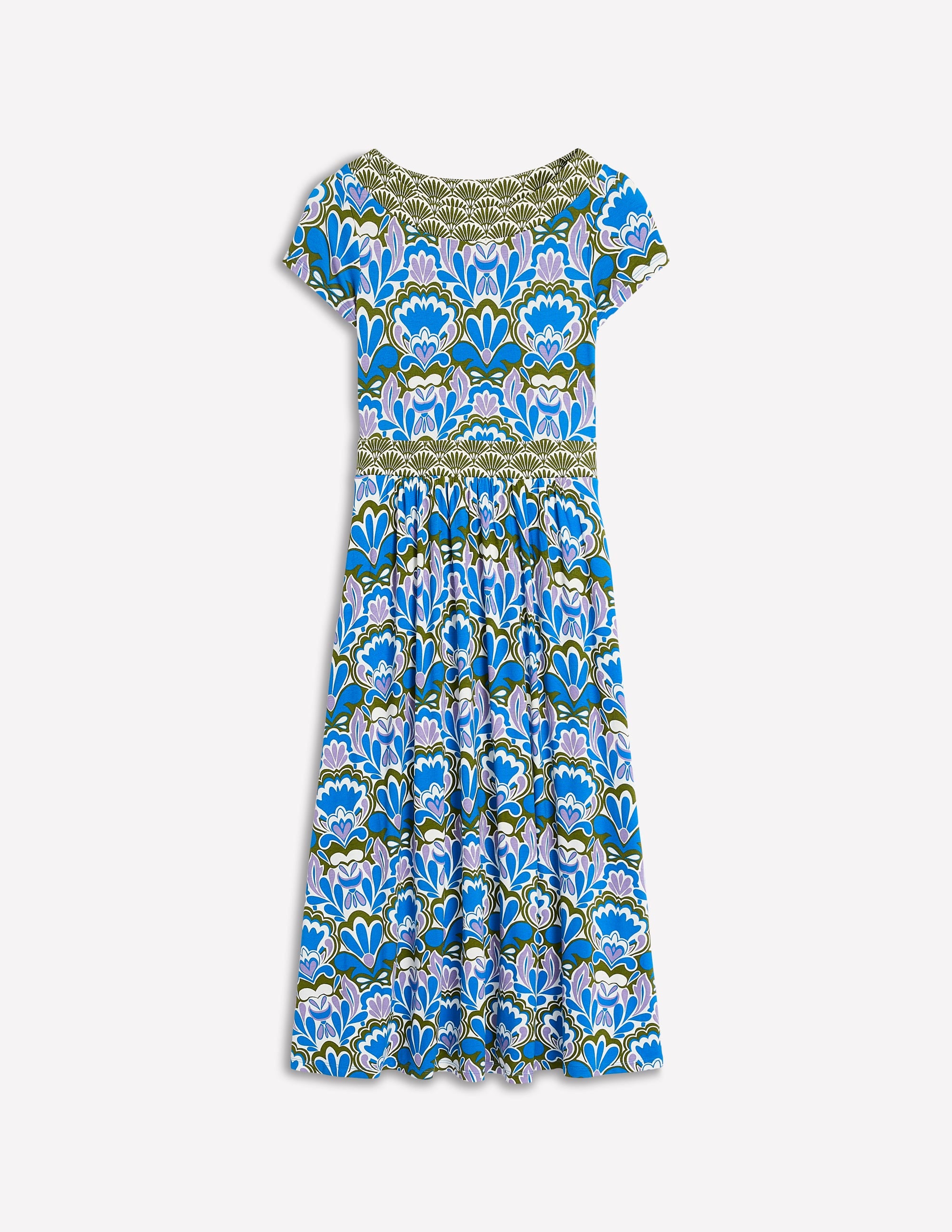 Melanie Jersey-Midikleid-Eisvogelblau, Freesienstempel - Image 6
