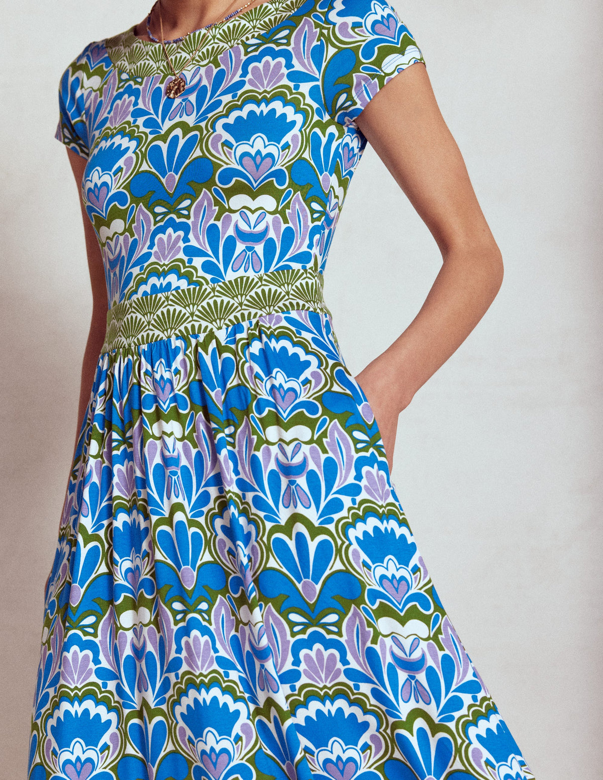 Melanie Jersey-Midikleid-Eisvogelblau, Freesienstempel-3