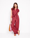 Combinaison Colette en lin-Rouge terre cuite