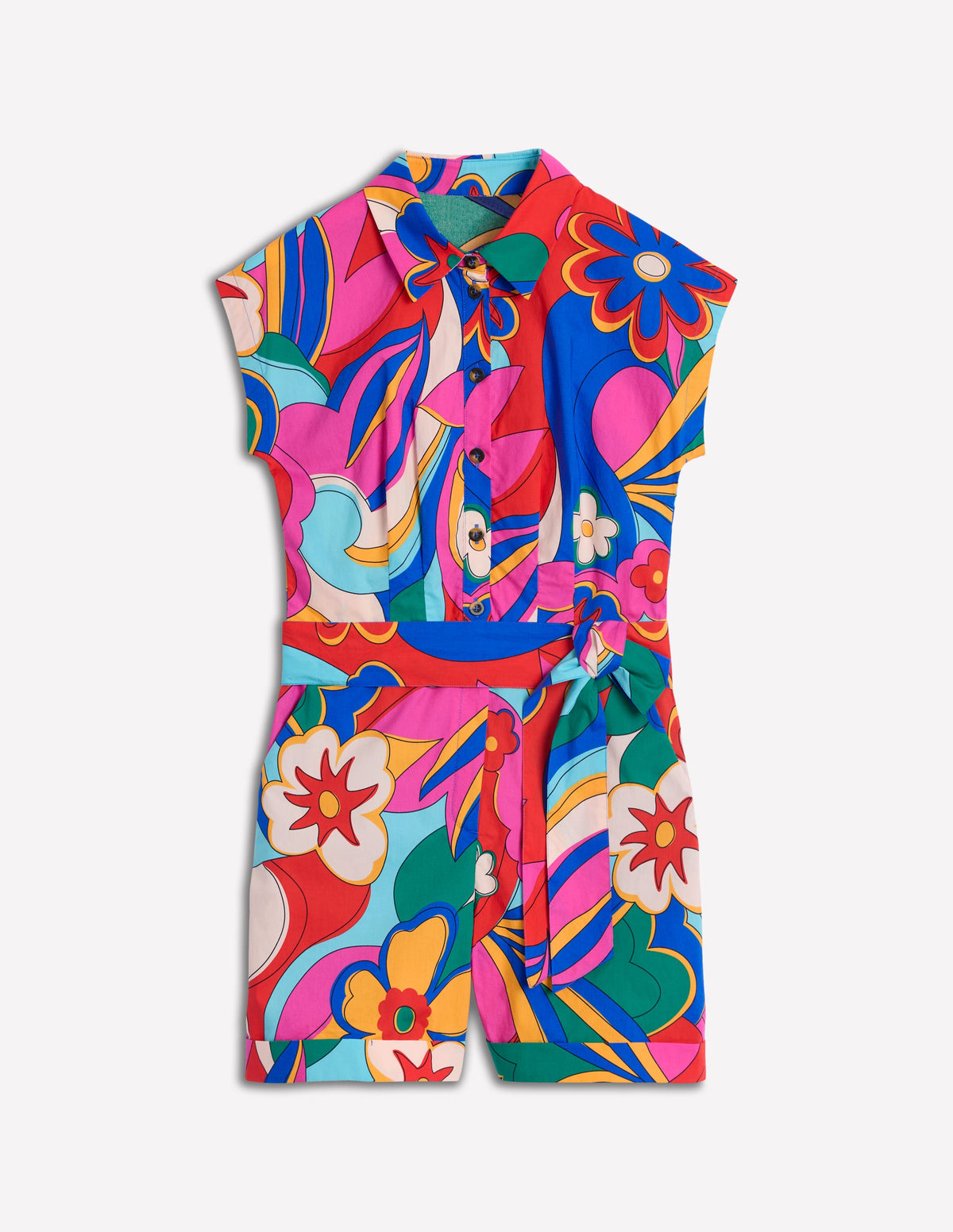Legerer Baumwoll-Jumpsuit-Bunt, Blühender Pepp - Image 7