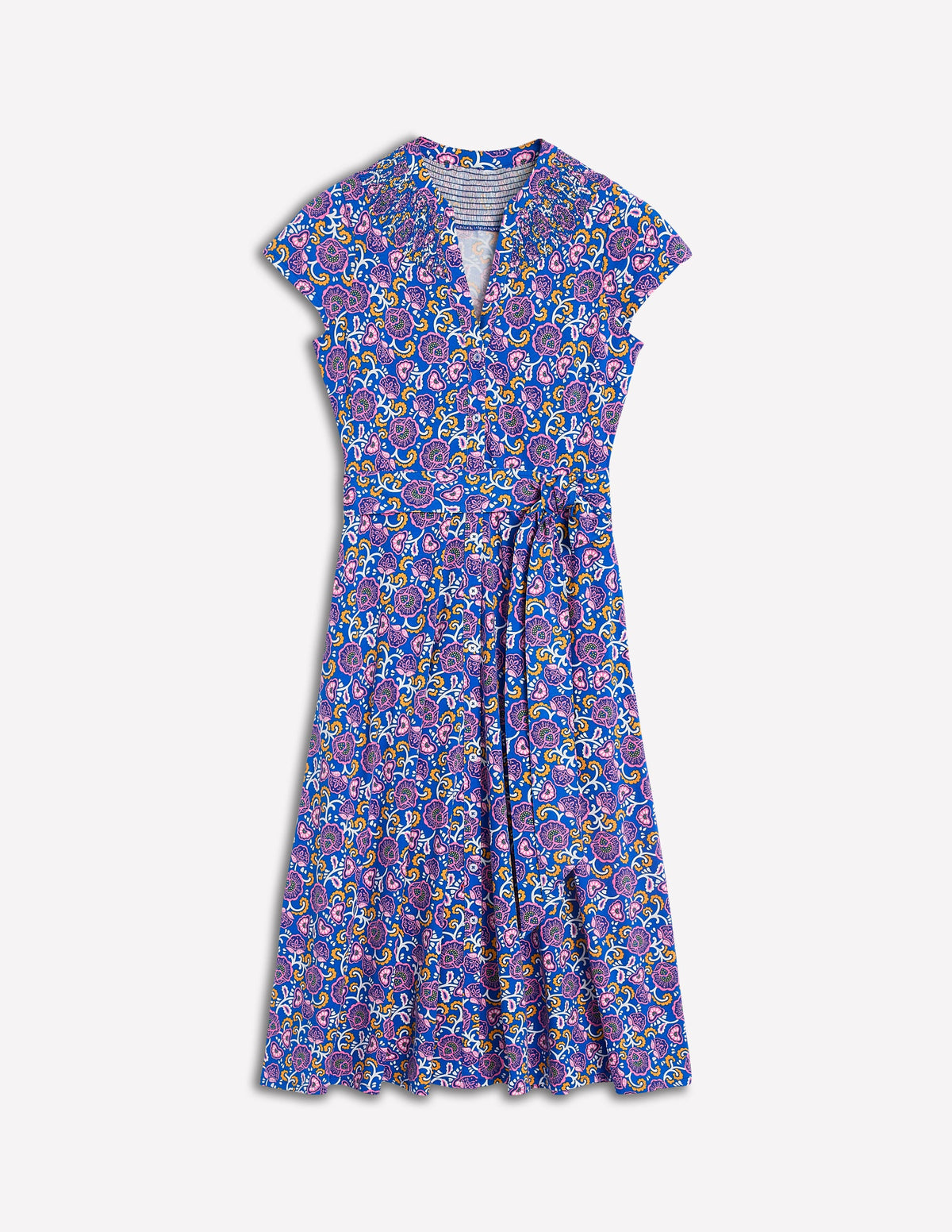 Robe-chemise Sara en jersey-Bleu galerie, motif Garden Vine-5