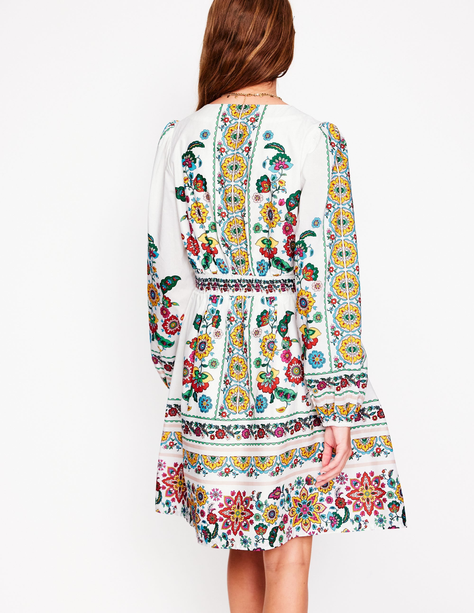 Mya Kurzes Baumwollkleid-Naturweiß, Botanischer Zweig - Image 4