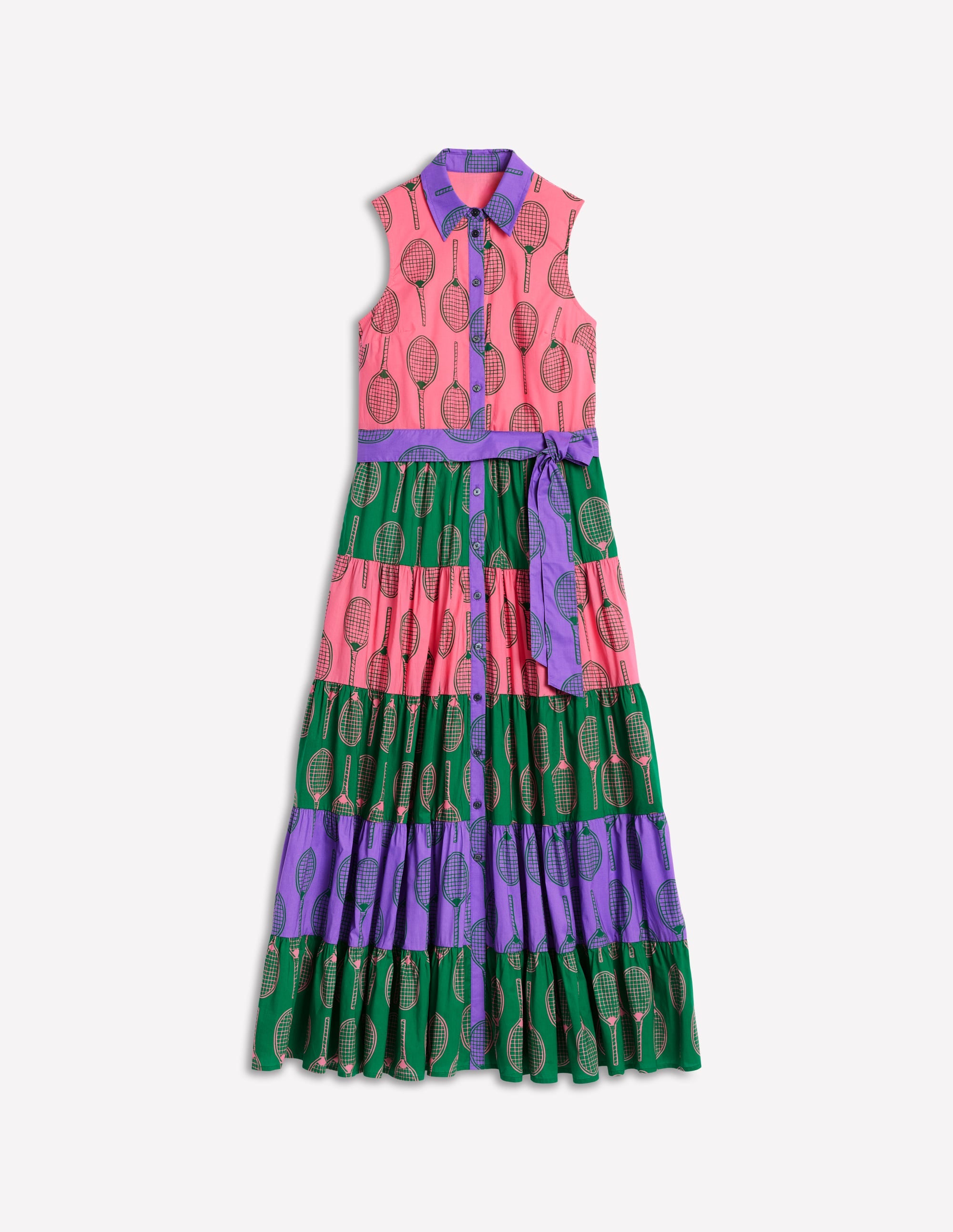 Buntes Hemdblusenkleid mit Stufen-Bunt, Tennis - Image 5