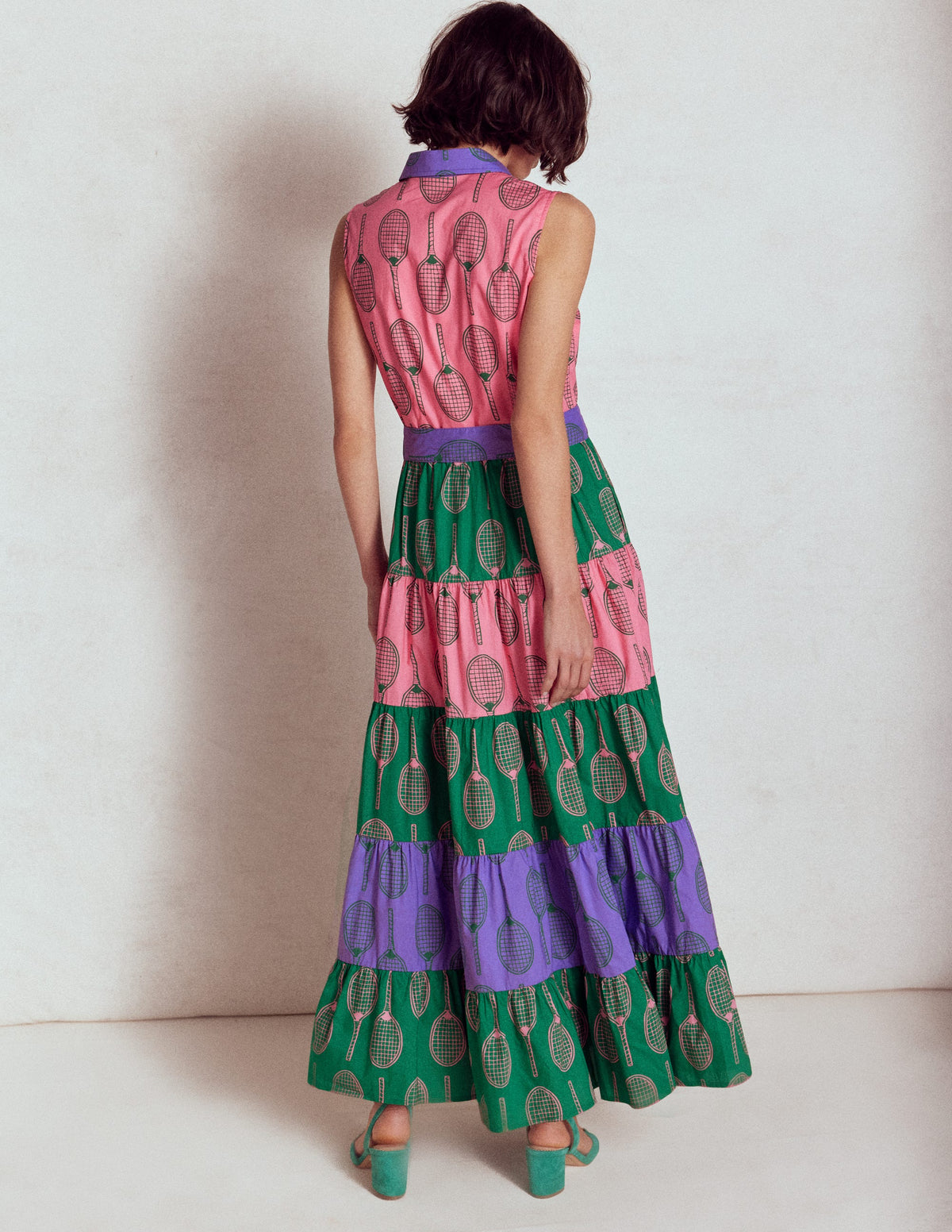 Buntes Hemdblusenkleid mit Stufen-Bunt, Tennis - Image 3