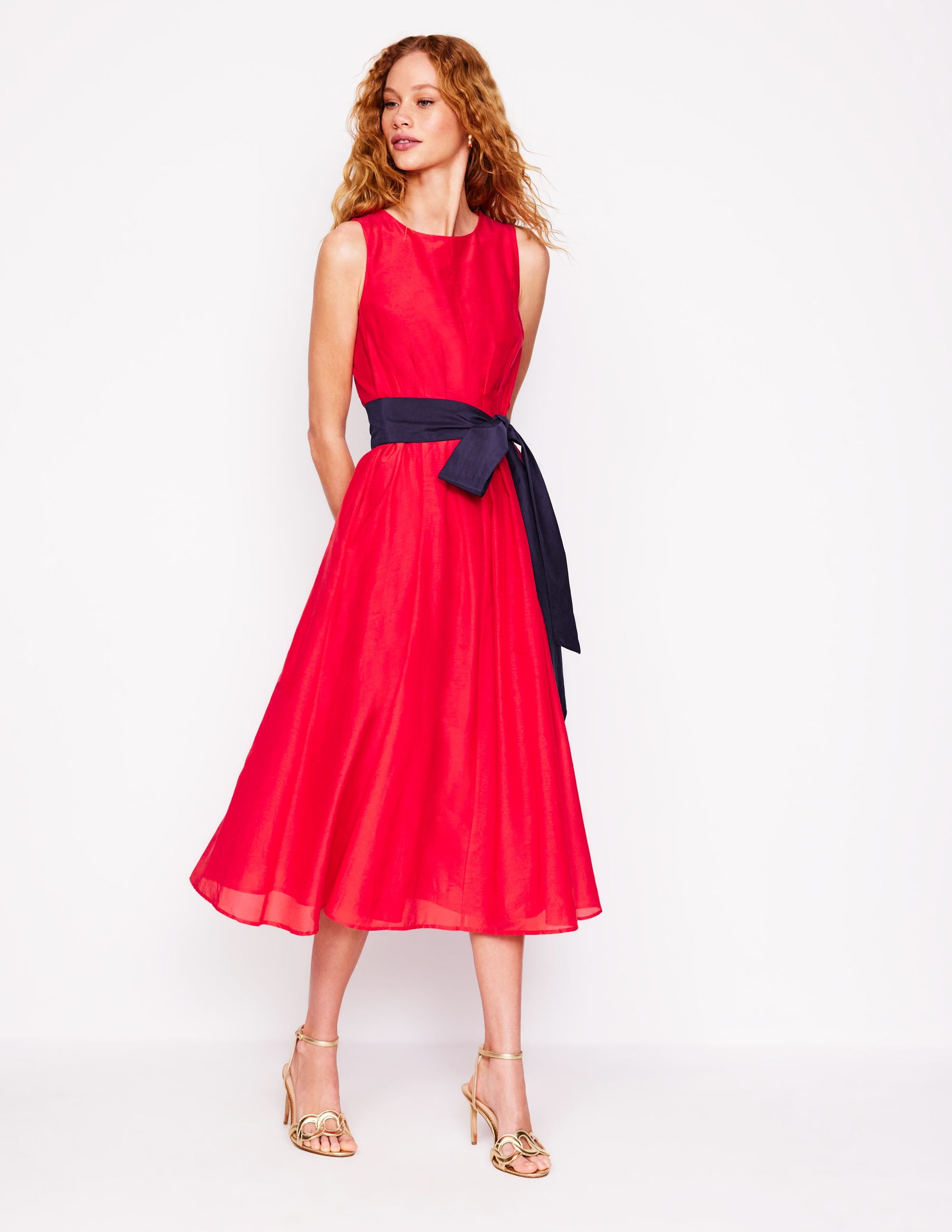 Ärmelloses Kleid mit Faltenrock-Anemone Honeycomb Spot - Image 5