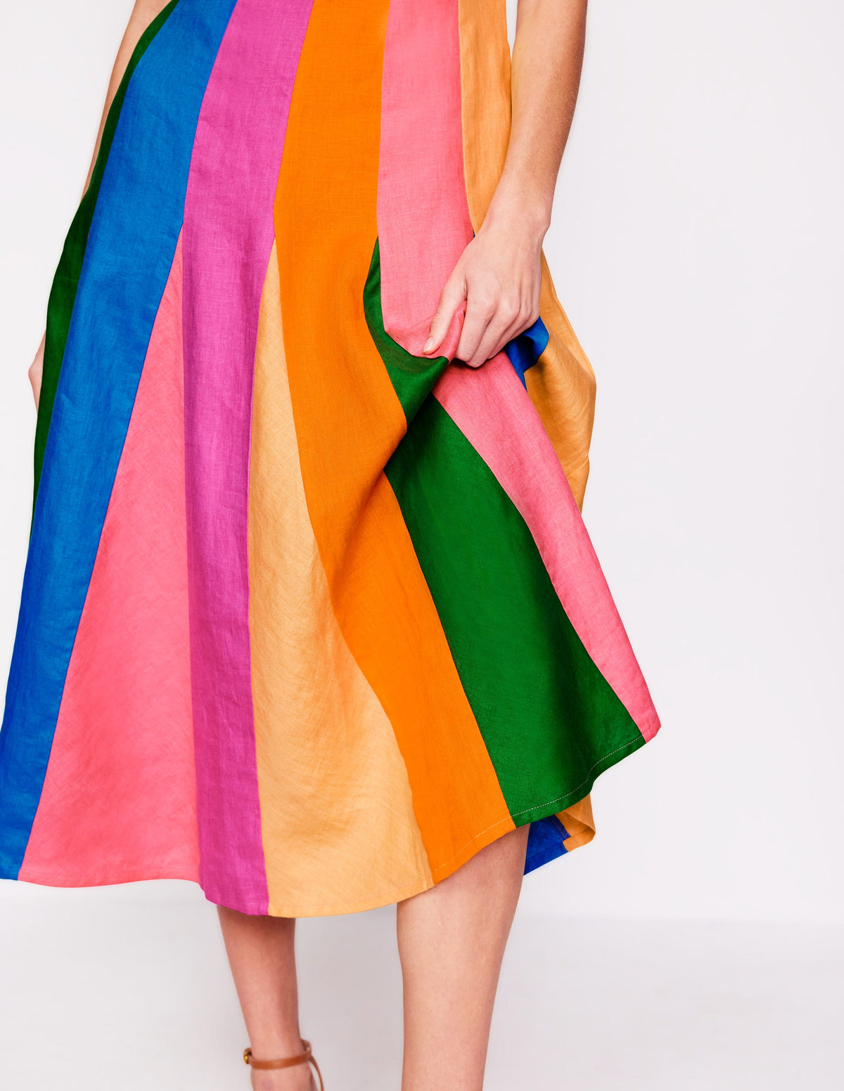 Seam Detail Fit & Flare Dress-Multi Colourblock-2