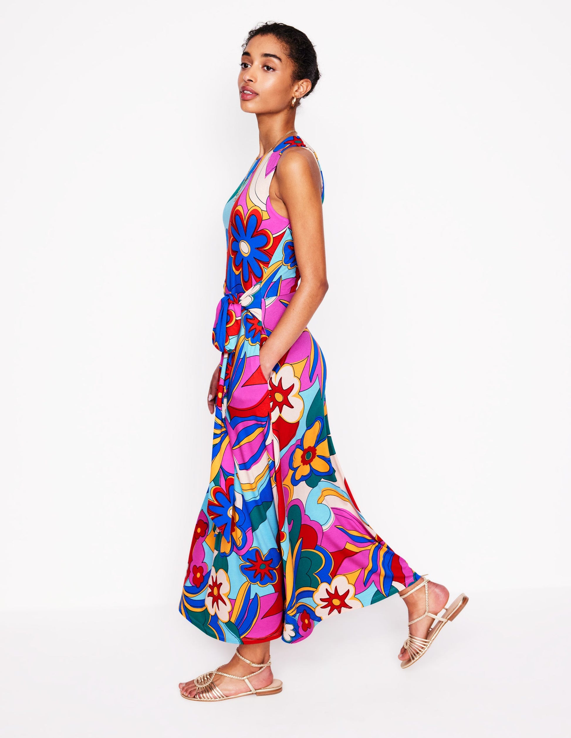Robe trapèze à nouer-Multi, motif Blossom Pop-5