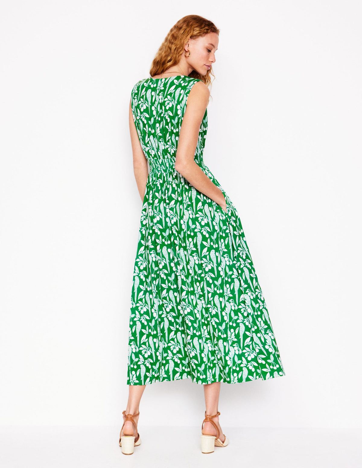 Paloma Jersey Maxi Dress-Rich Emerald, Parrot Pop - Image 3